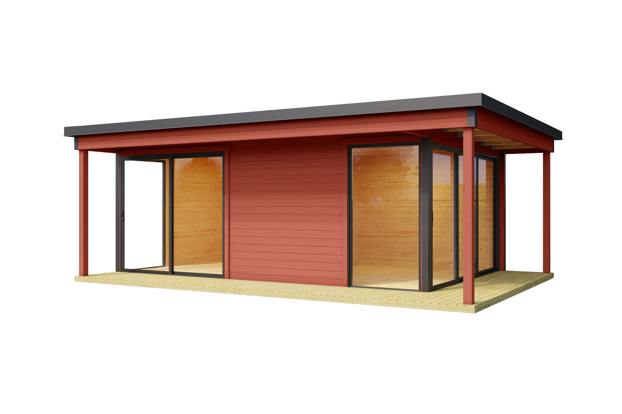 Domeo_3_Loggia_41296_Schwedenrot_white Gartenhaus Domeo 3 Loggia