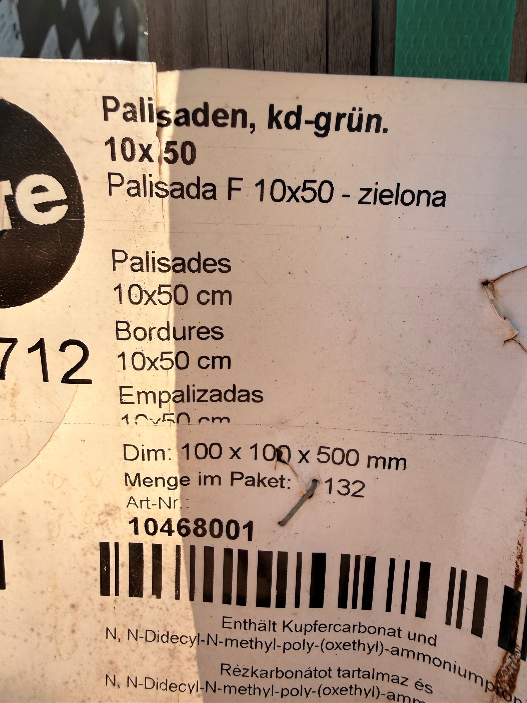 Palisaden, 10x50, cm, Etikett, Barcode
