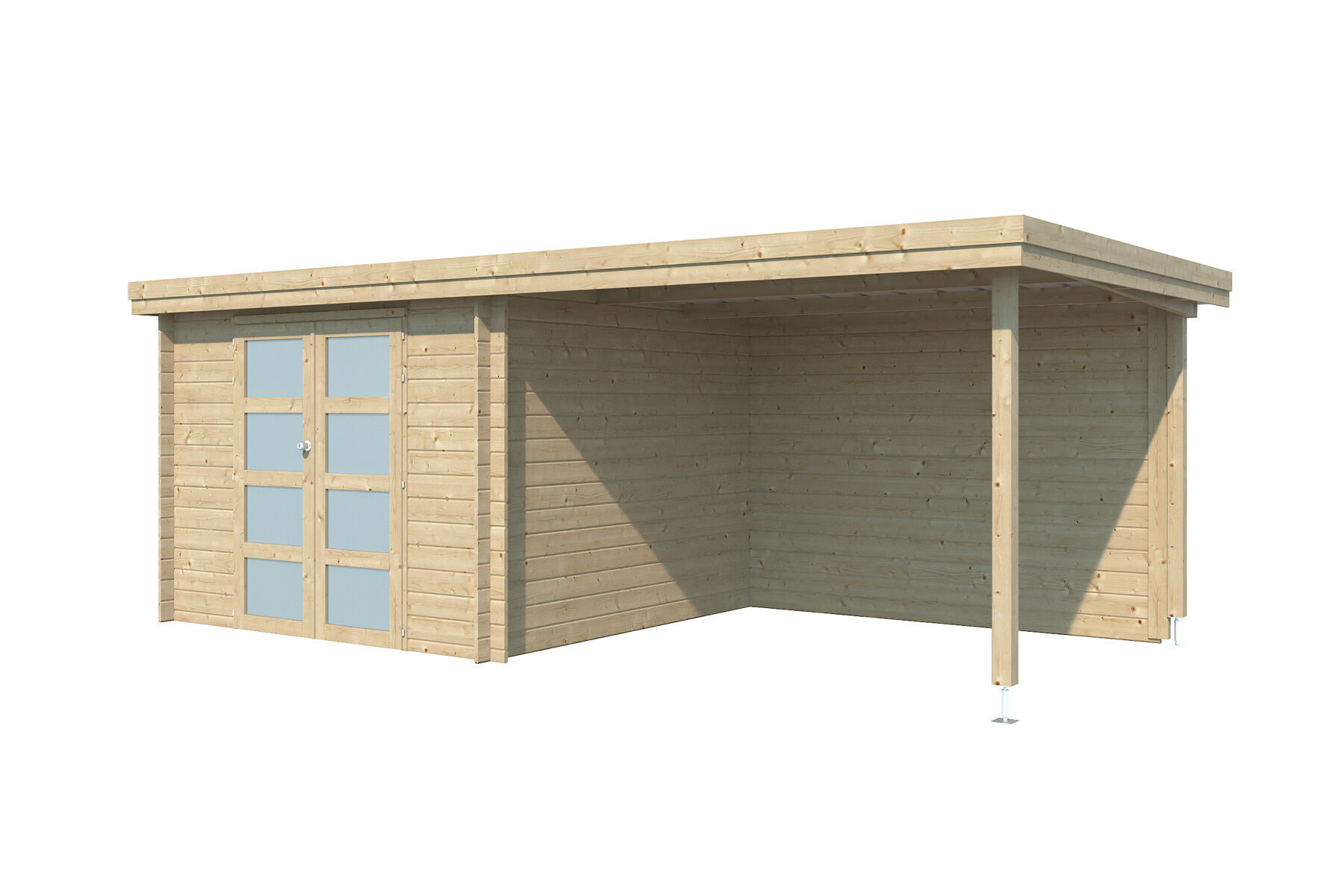 Gartenhaus Emanuel 2 - 16,7 m² mit Anbau 300 inkl. Trapezblechdach Anthrazit