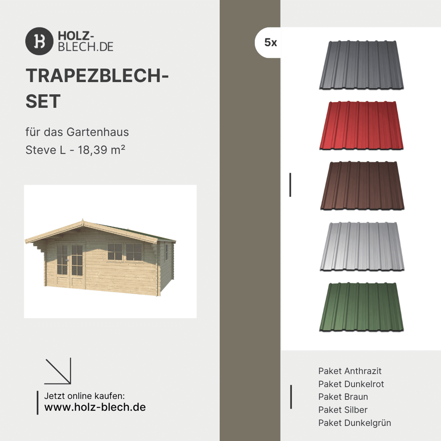 Trapezblech Set für Gartenhaus Steve L - 18,39 m² Architektur, Gebäude, Haus, Wohnen, Dach