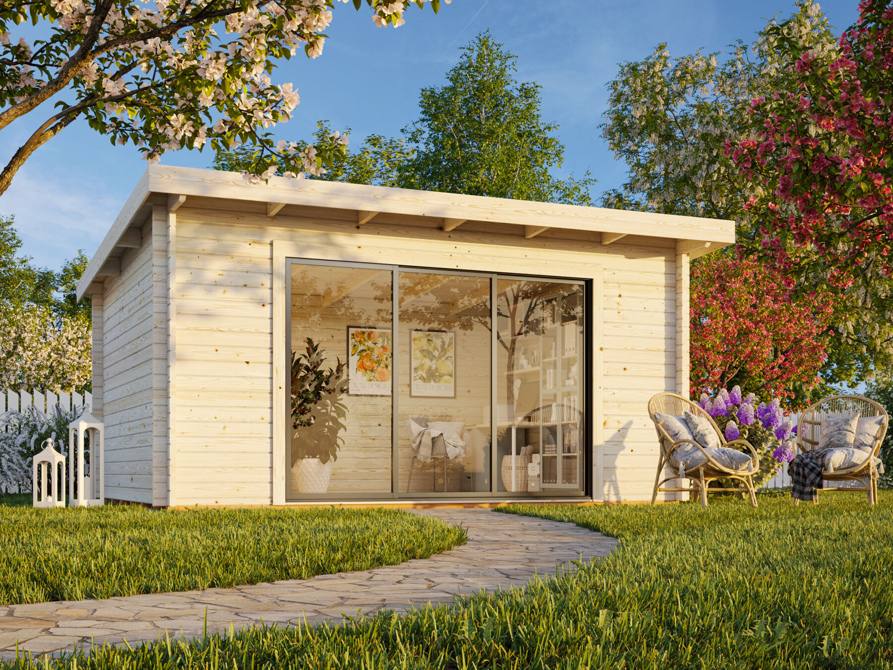 Modernes Gartenhaus Lea 14,2 m² mit Schiebetür