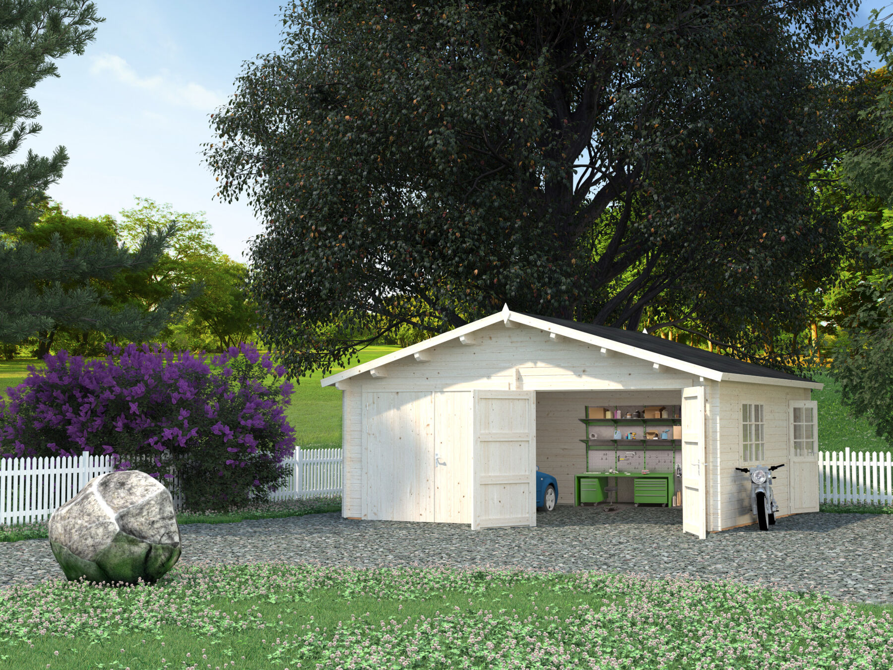 Holzgarage Roger 28,4 m² Mit Holztor