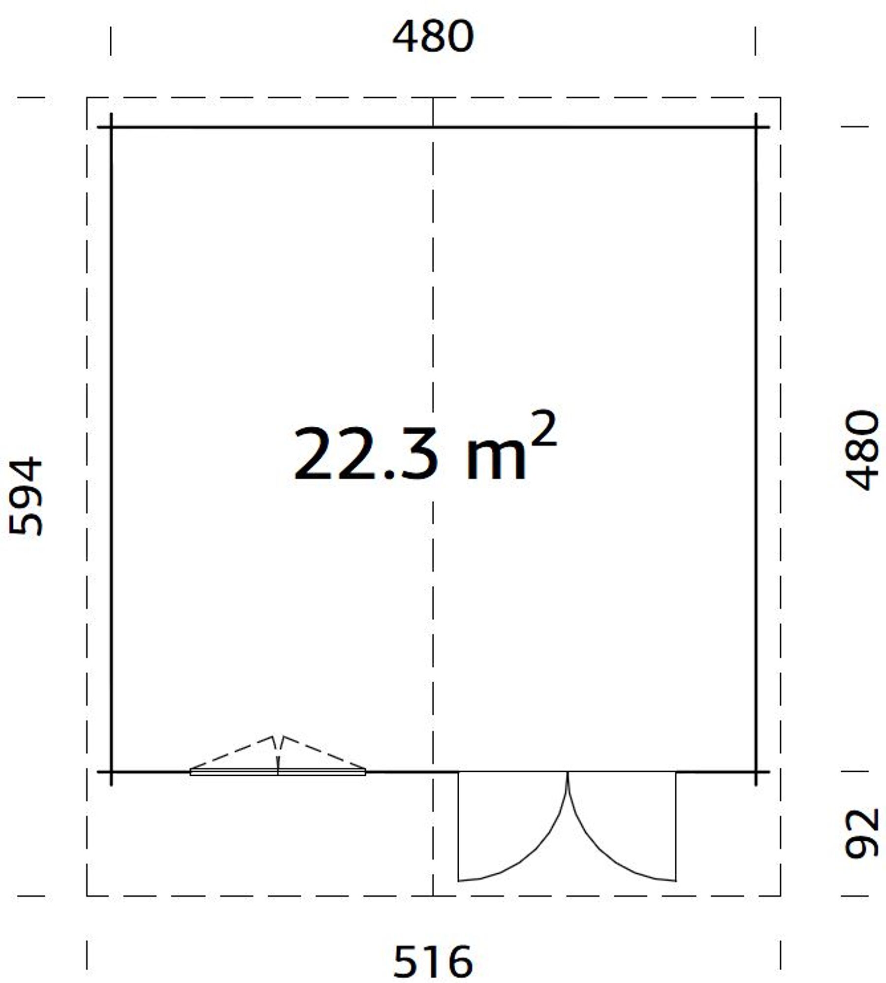Palmako Gartenhaus Britta 22,3 m² in Hellgrau/Anthrazit mit Trapezblech Grün