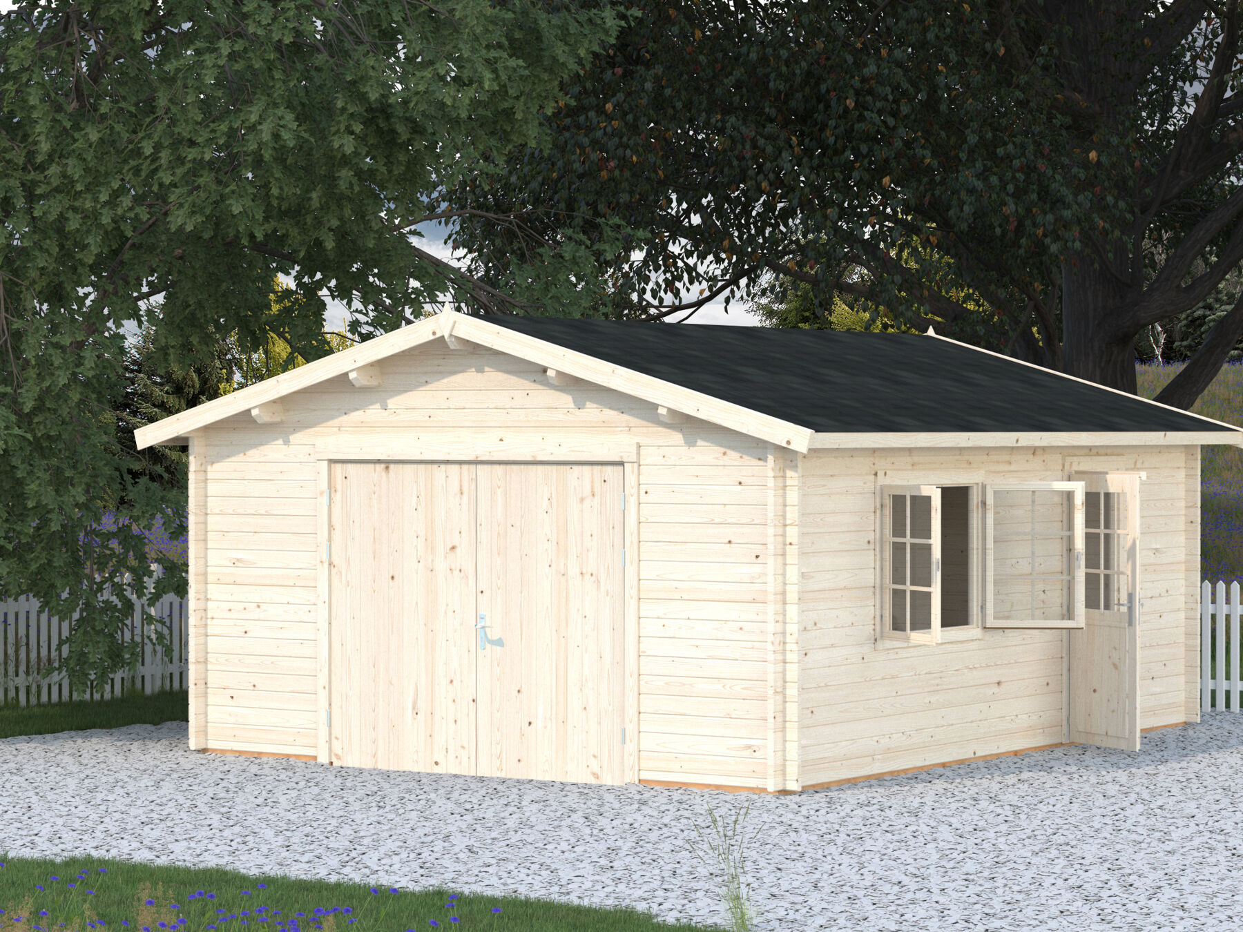 Holzgarage Roger 23,9 m² Mit Holztor