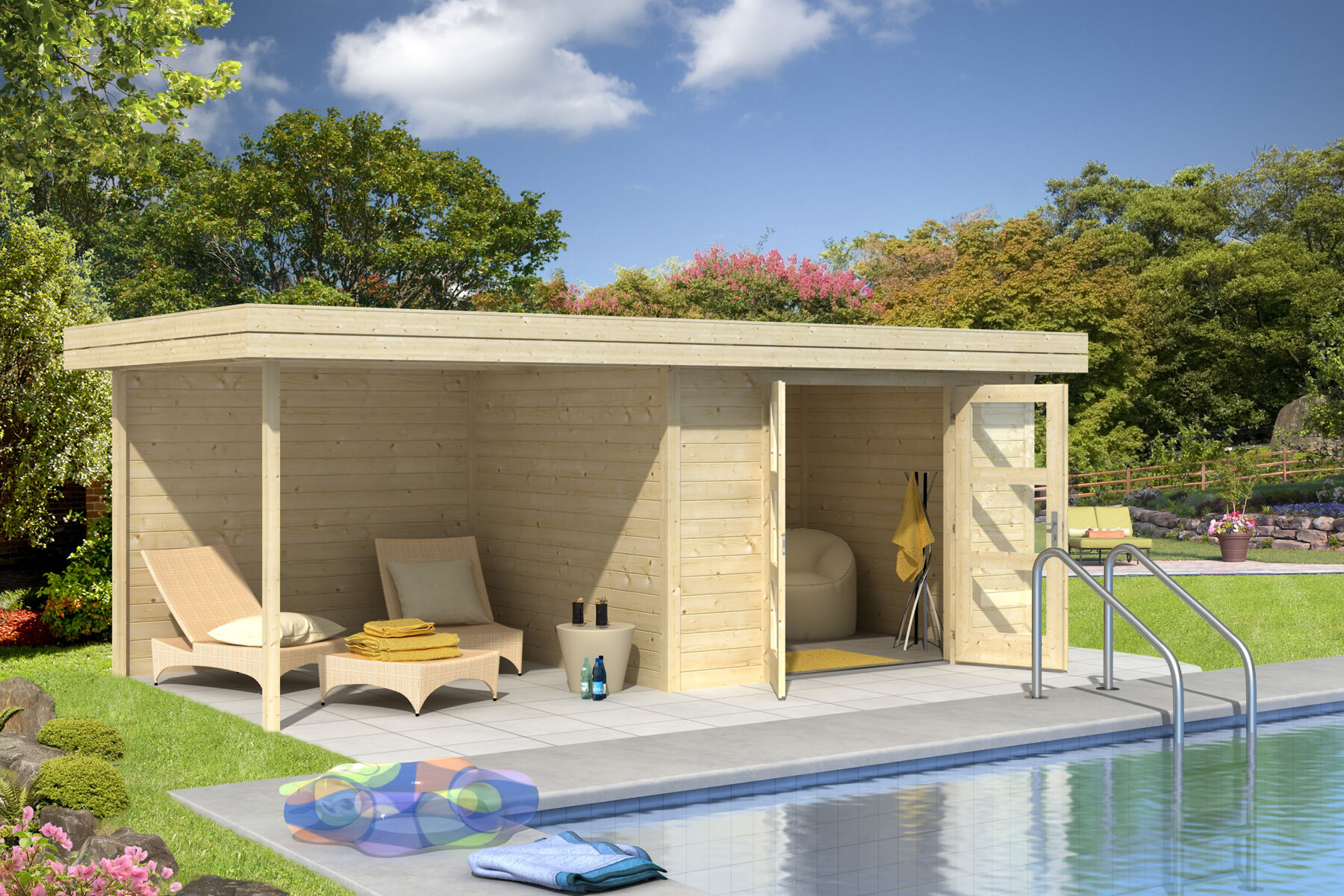 Gartenhaus Chatel 5 mit Freisitz - Lichtgrau