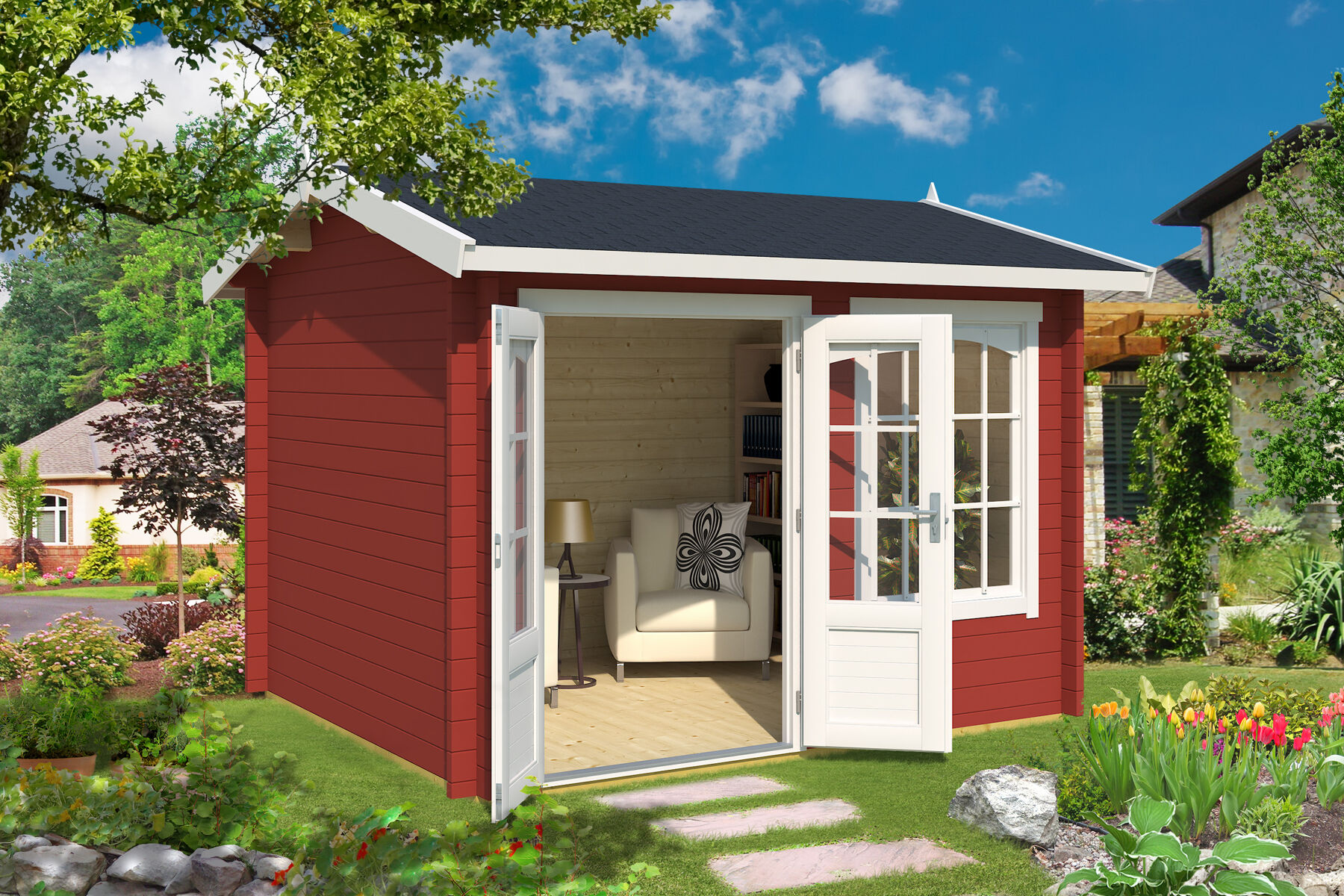 Gartenhaus Alex 7,5 m². in schwedenrot