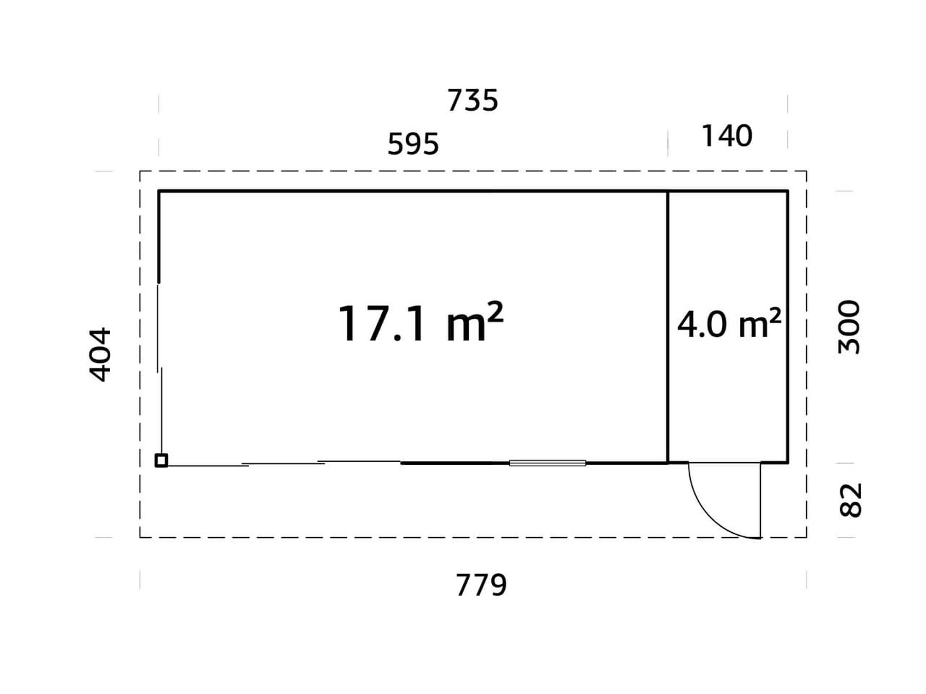 Modernes Gartenhaus Andrea 21,1 m² mit ISO-Glas Schiebetür