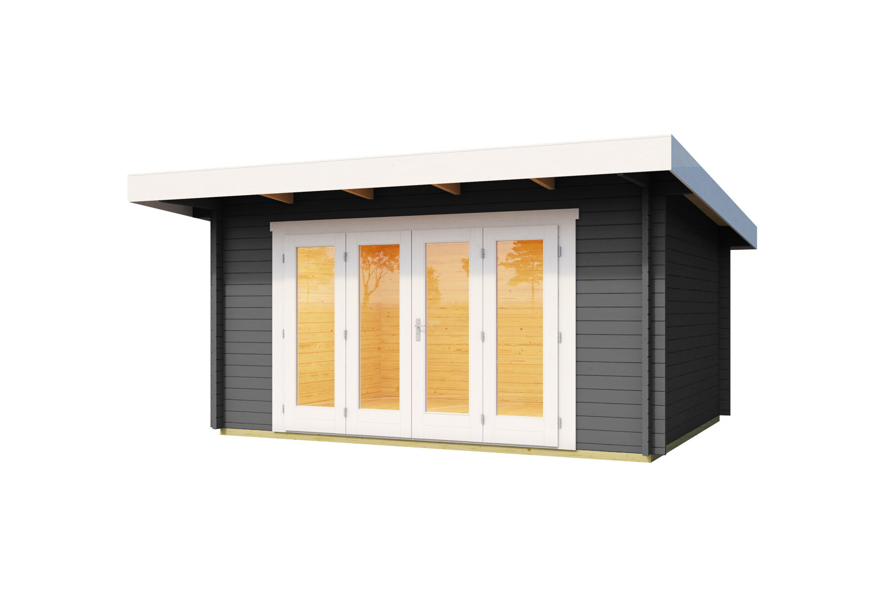 Gartenhaus Sussex 1 Carbongrau mit Trapezblech Dach Dunkelgrün