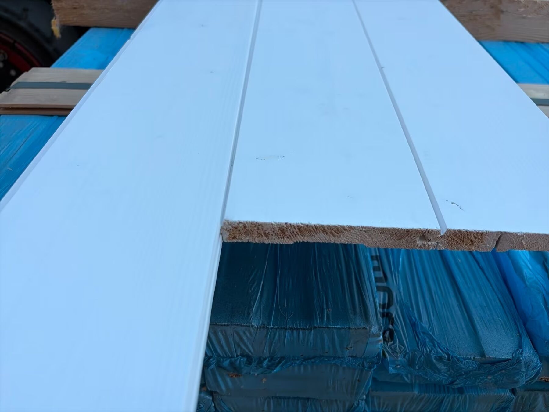 40,51 m² Fichte Profilholz Weiss, 15.5x121x3600 mm Holzplatte, Weiß, Bauplatte, Dämmplatte, Schalungslatten