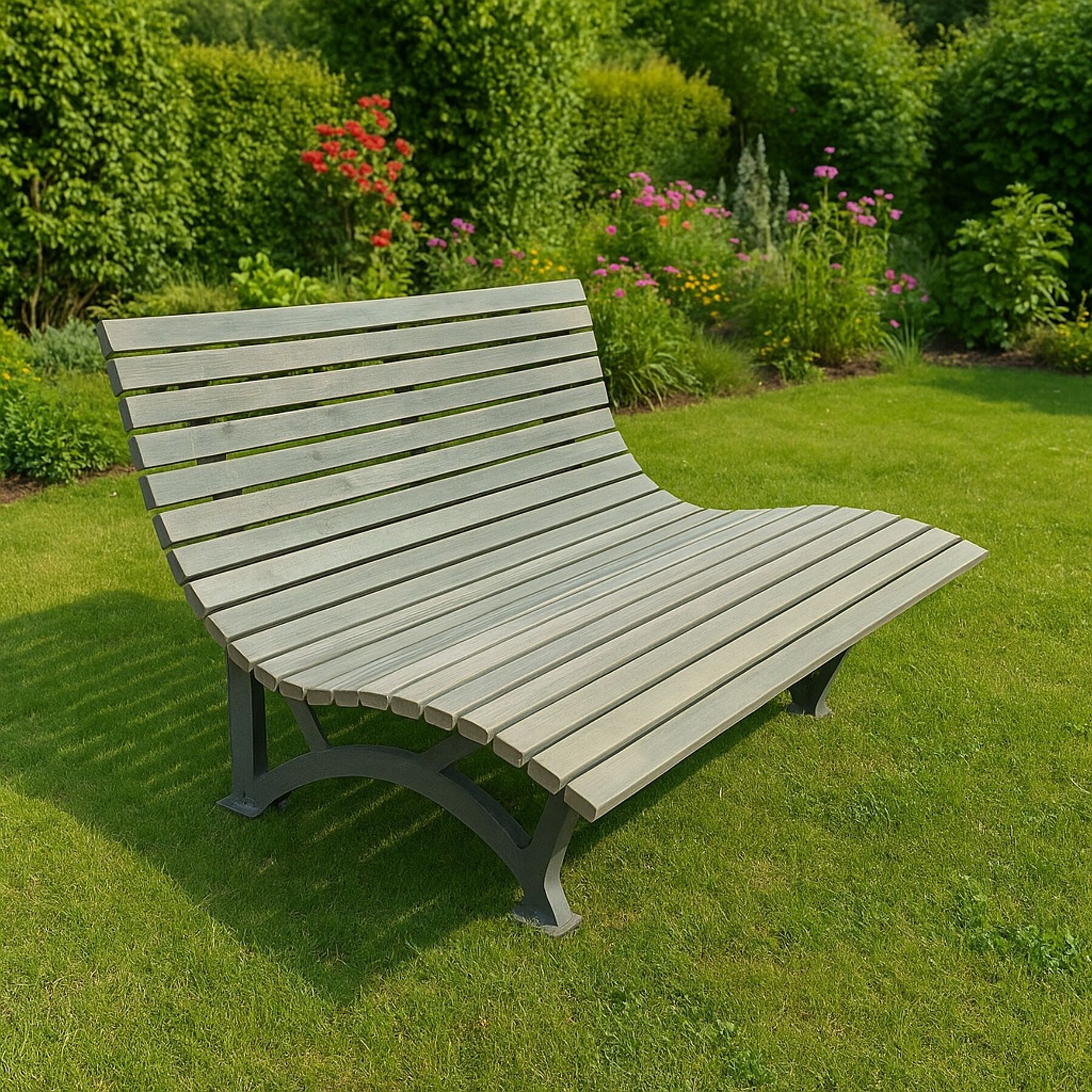 holzbank, gartenbank, lounger, holz, grau