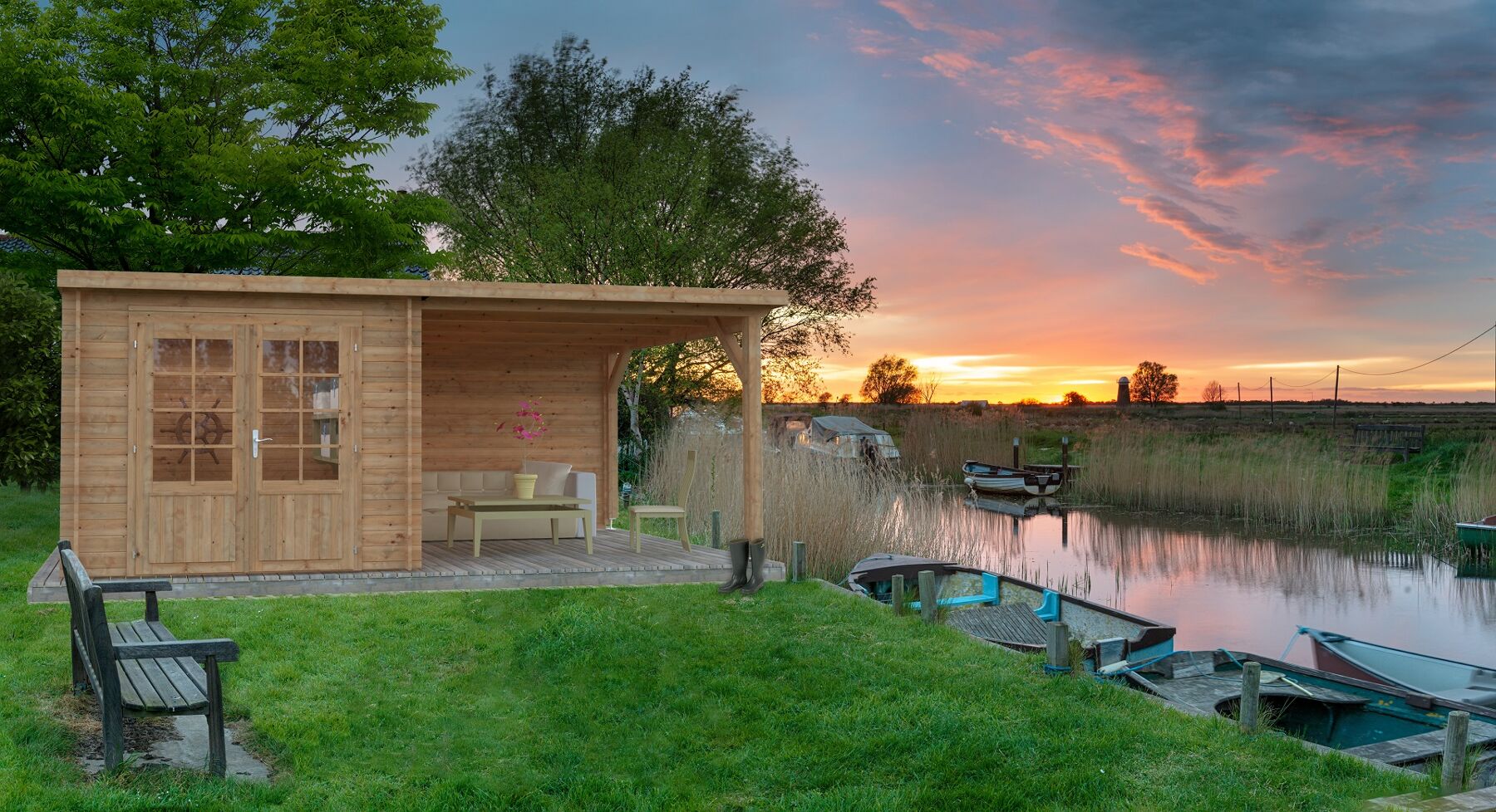 Gartenhaus Ella 6,9+8,2 m² Hellbraun 