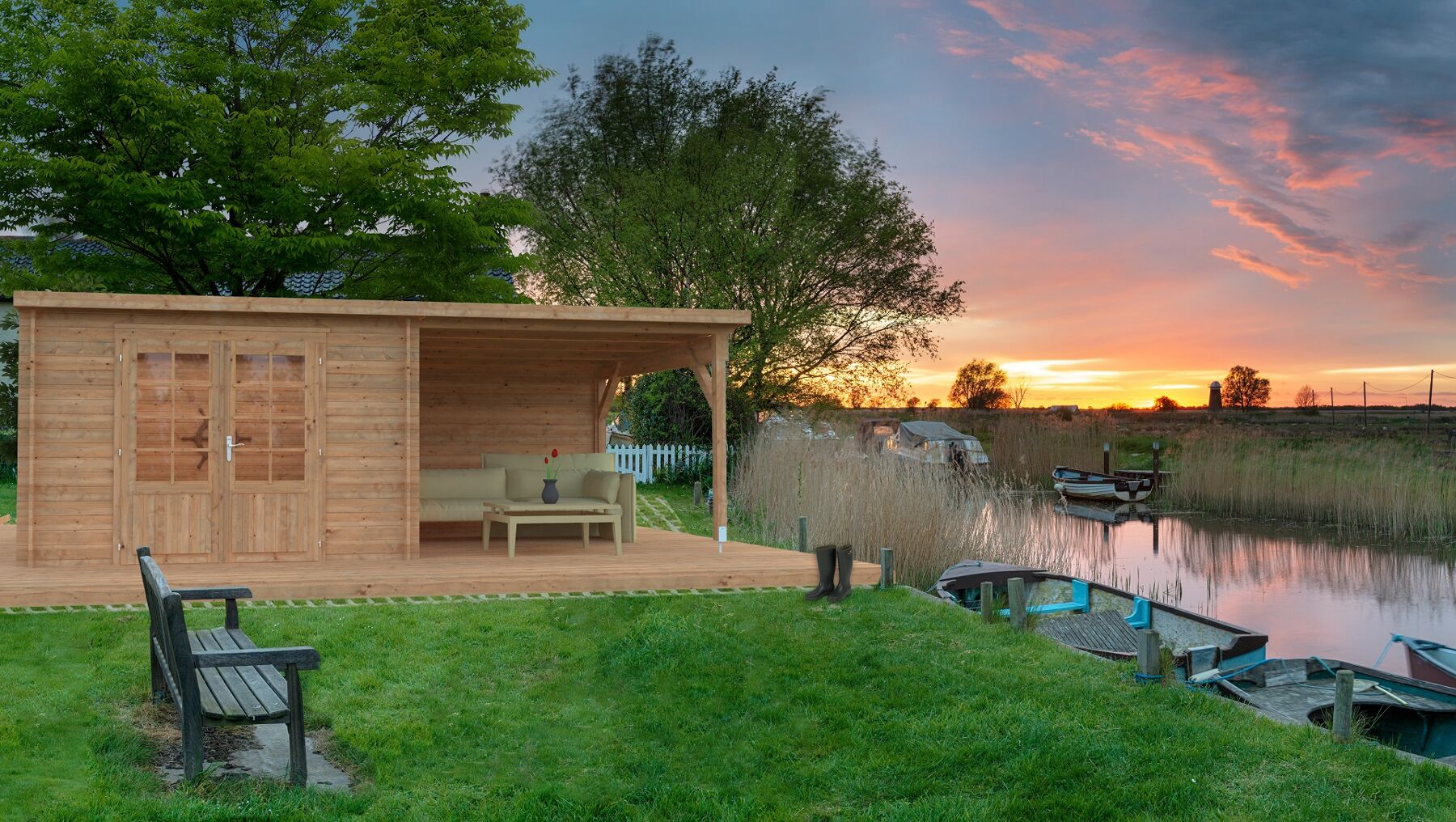 Gartenhaus Ella 8,7+8,2 m² Hellbraun 