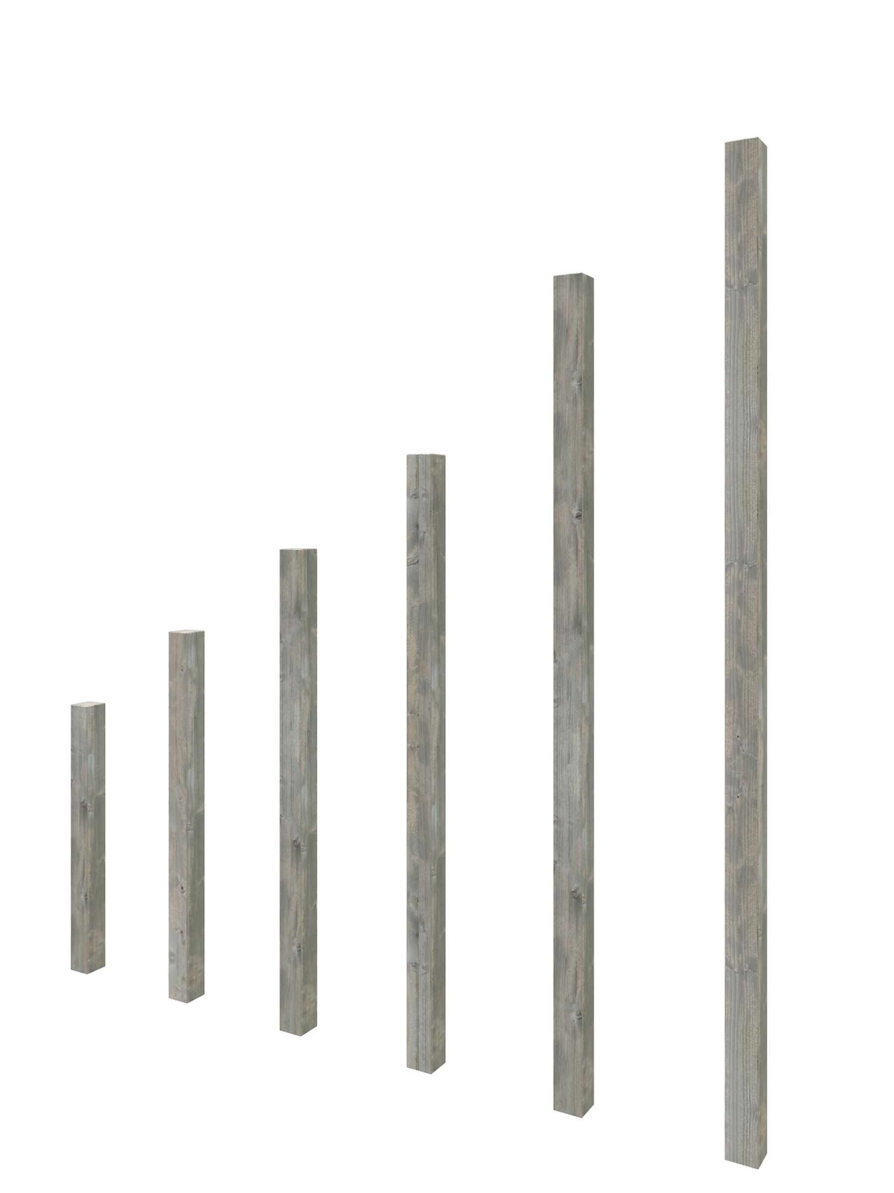 Pfosten aus Massivholz, 70x70x1000 mm Grau kesseldruckimprägniert