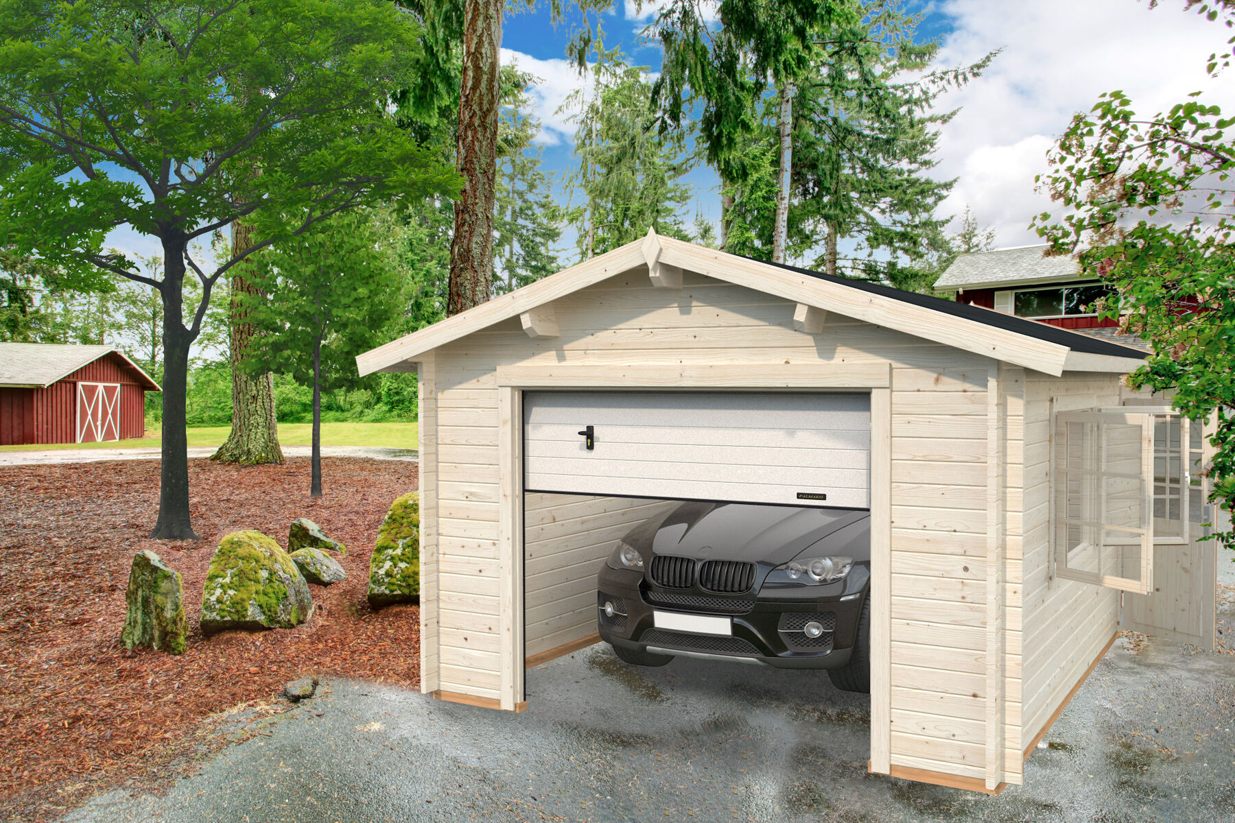 Holzgarage Roger 19,0 m² Mit Sektionaltor