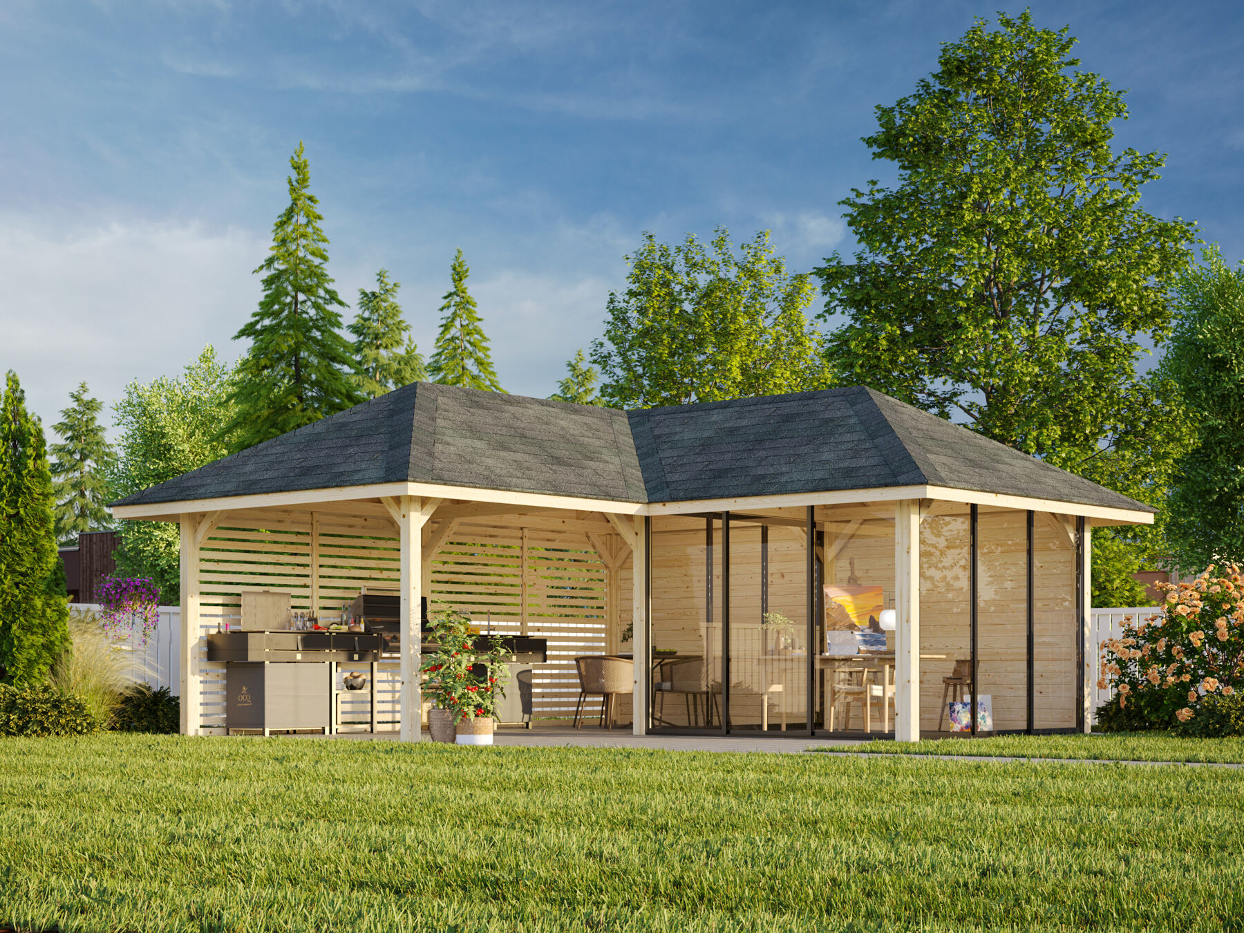 Pavillon Bianca 24,9 m² Set 211 mit Schiebetür