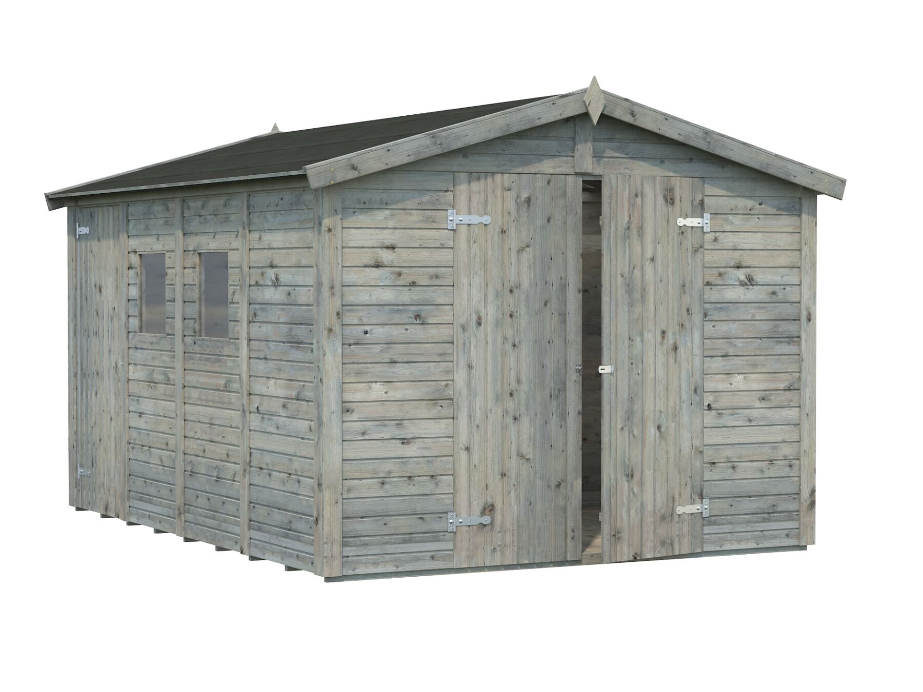Gerätehaus Dan 9,9 m² Grau mit Ziegelblech Anthrazit