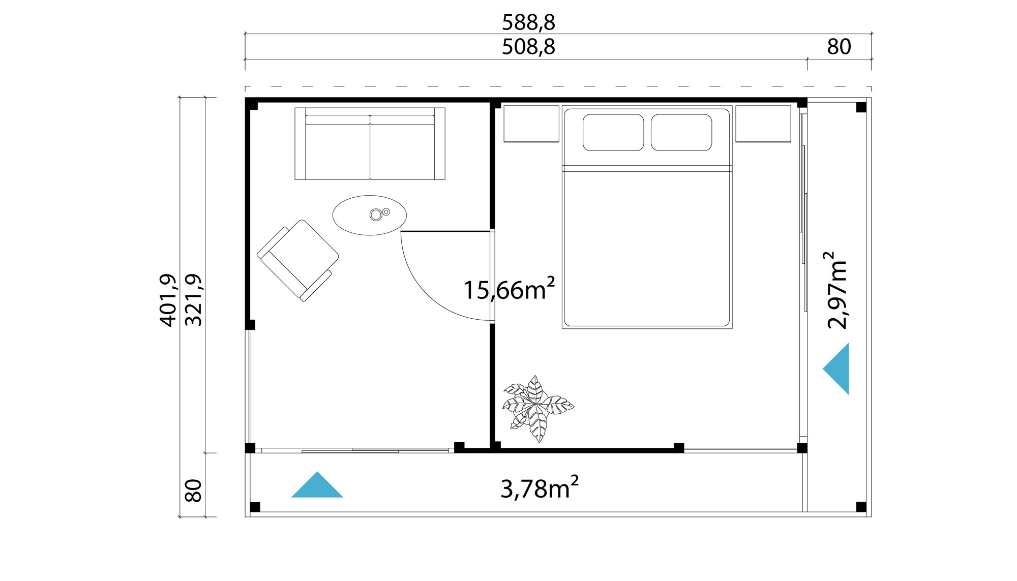 Gartenhaus Domeo 3 Loggia