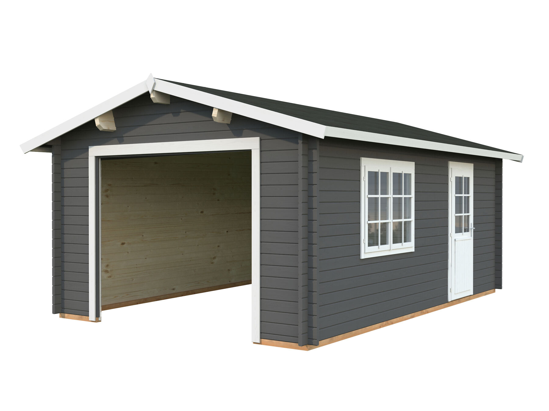 Palmako Holzgarage Roger 19,0 m² ohne Tor in Dunkelgrau/ Weiß