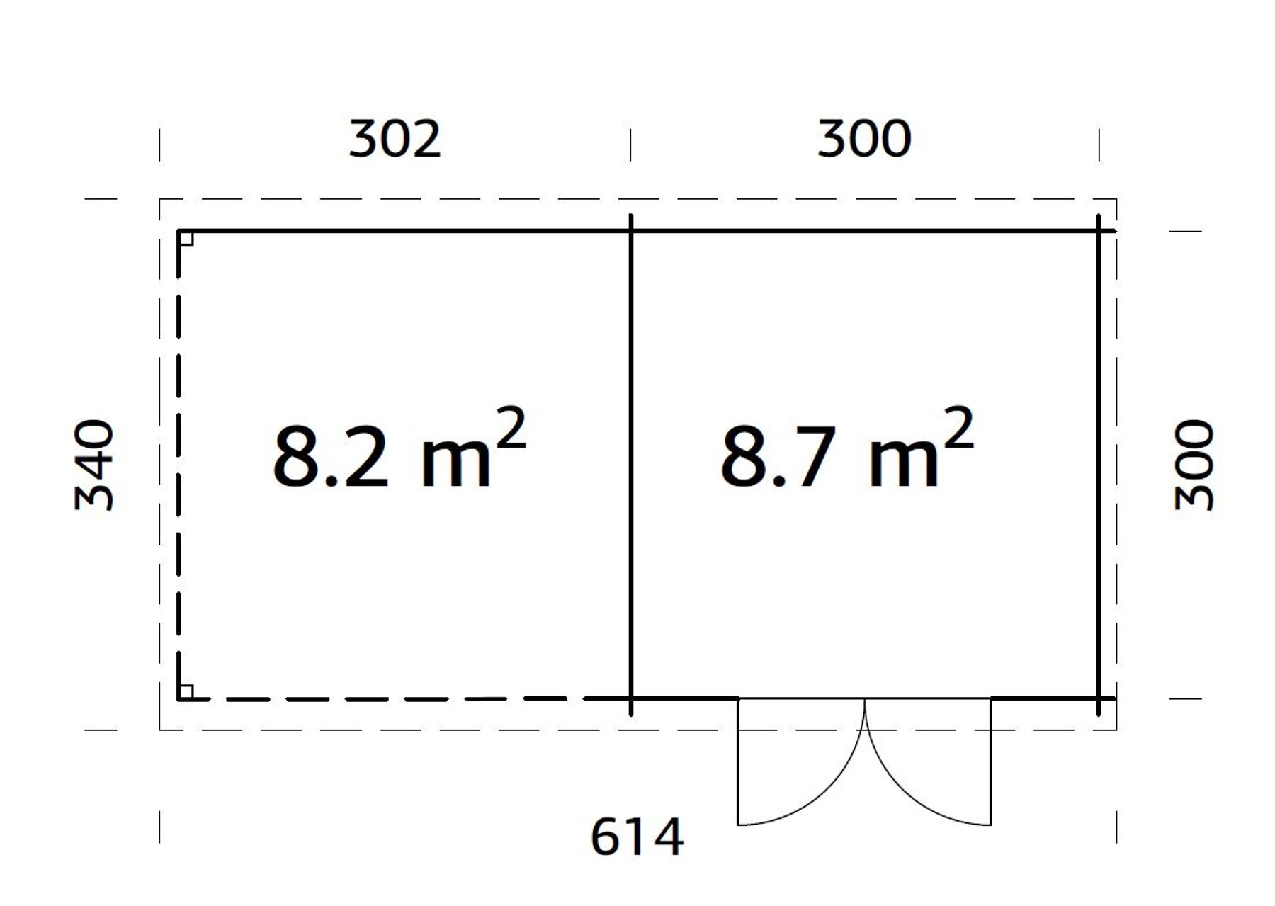 Gartenhaus Ella 8,7+8,2 m² Transparent 
