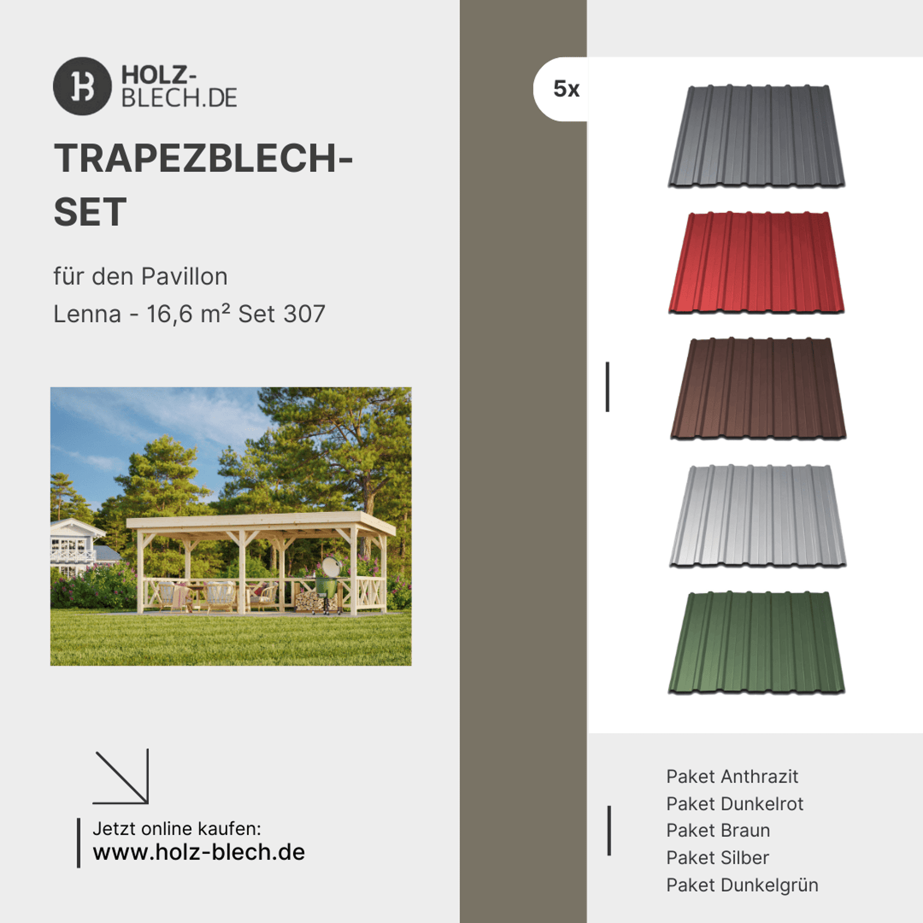 Trapezblech Set für Pavillon Lenna 16,6 m² Set 307
