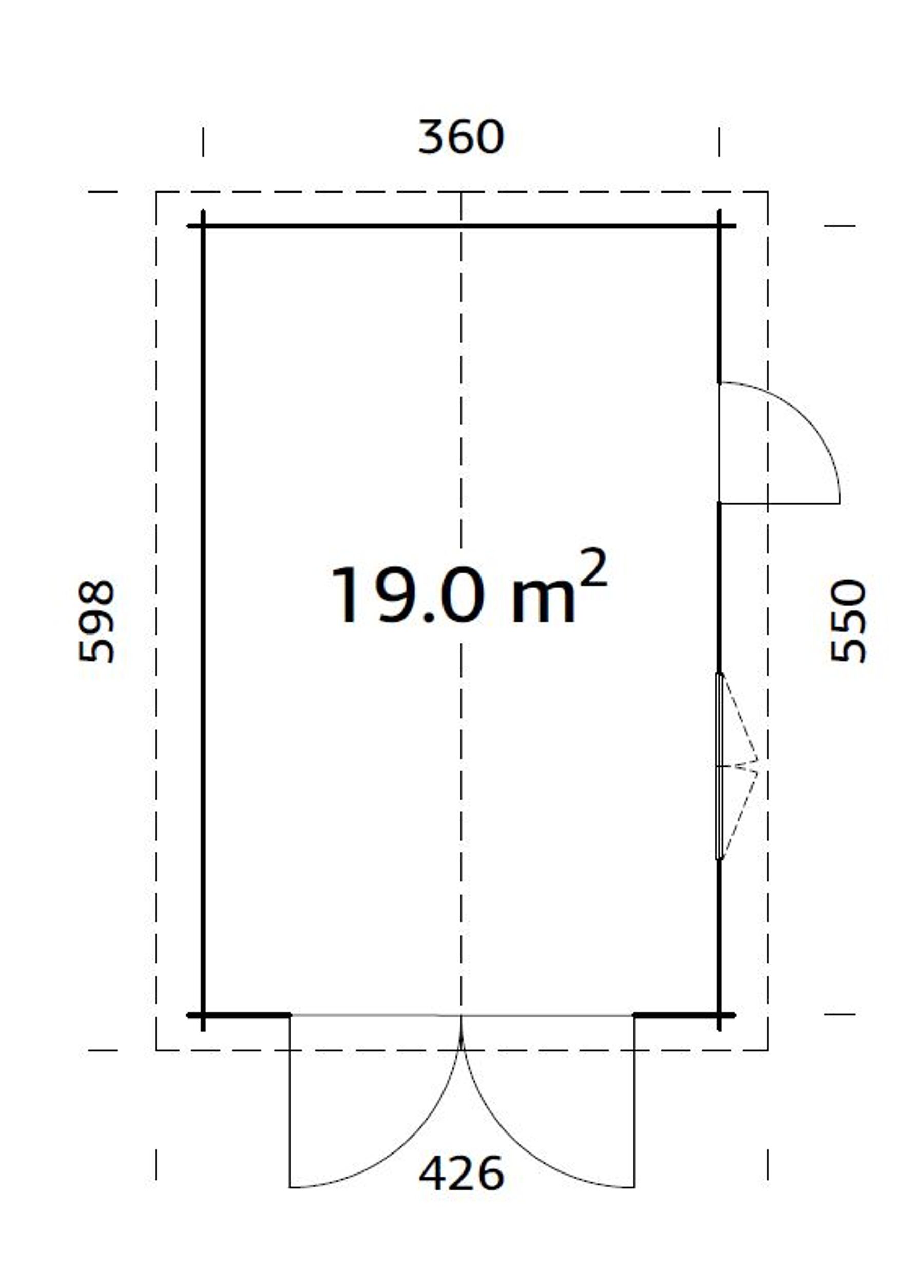 Holzgarage Roger 19,0 m² Mit Holztor Grau