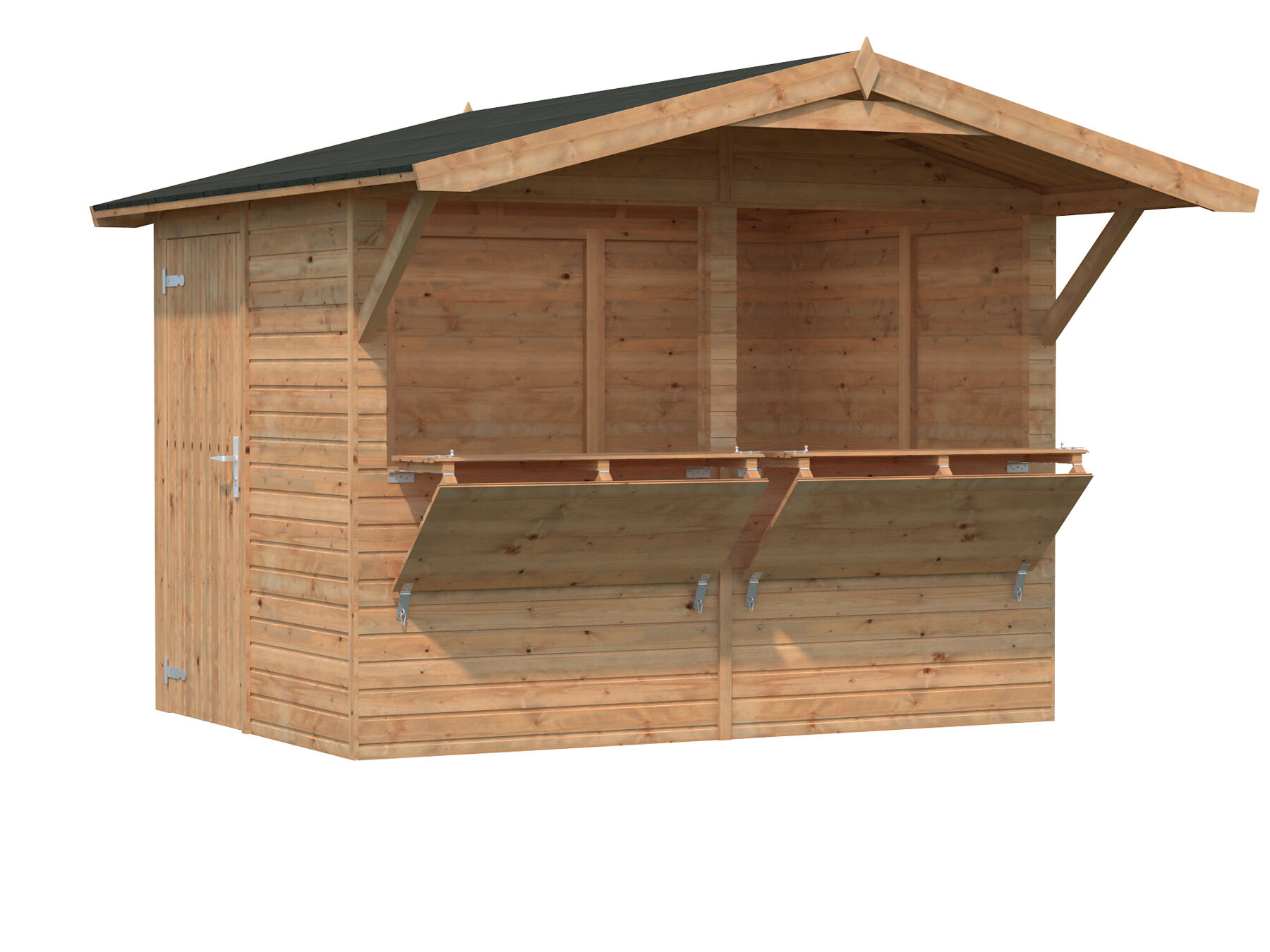 Palmako Verkaufsstand Stella 5,0 m² Hellbraun mit Trapezblech Braun