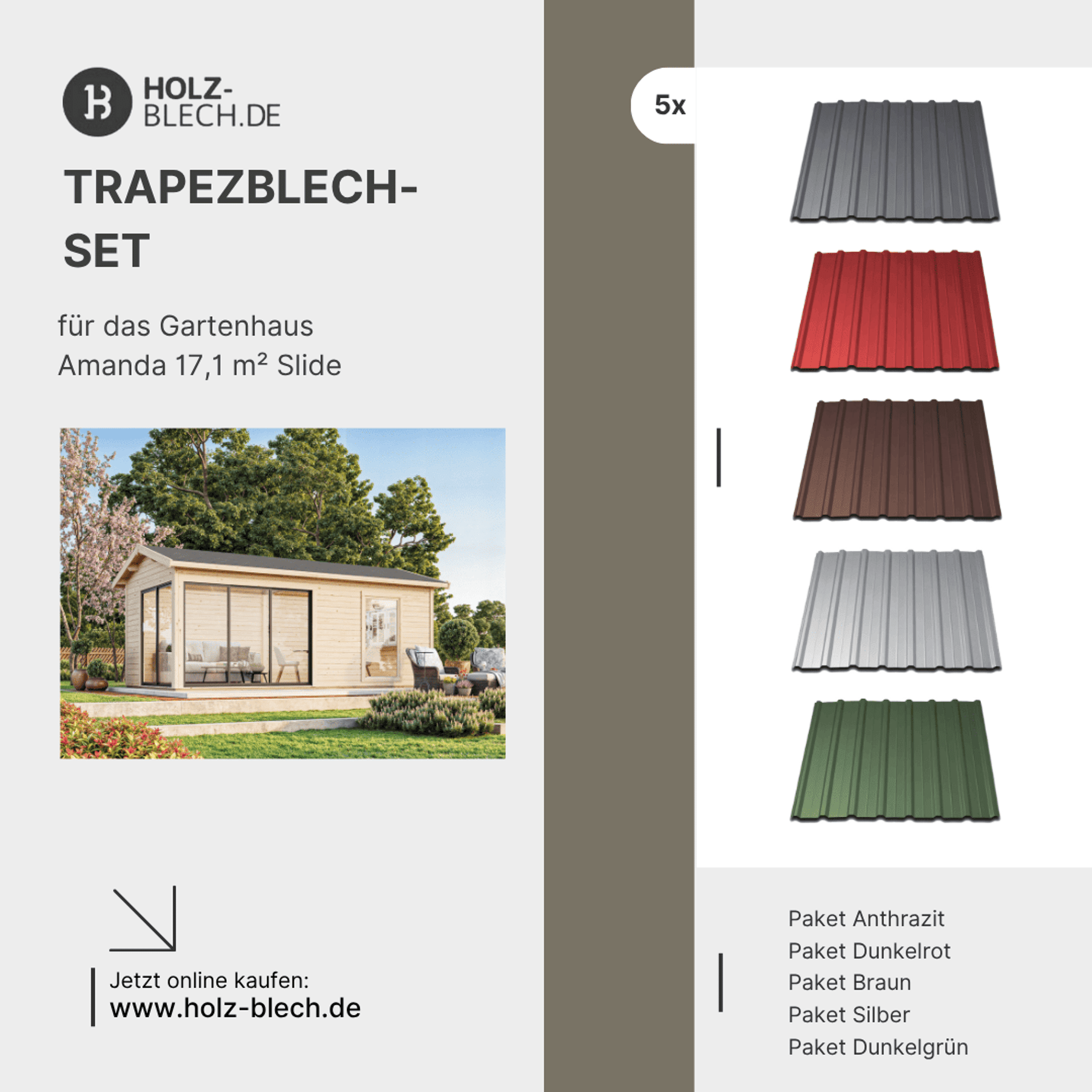 Trapezblech Set für Gartenhaus Amanda 17,1 m² Slide Architektur, Gebäude, Wohnen, Haus, Dach, Architektur, Gebäude, Wohnen, Haus, Dach