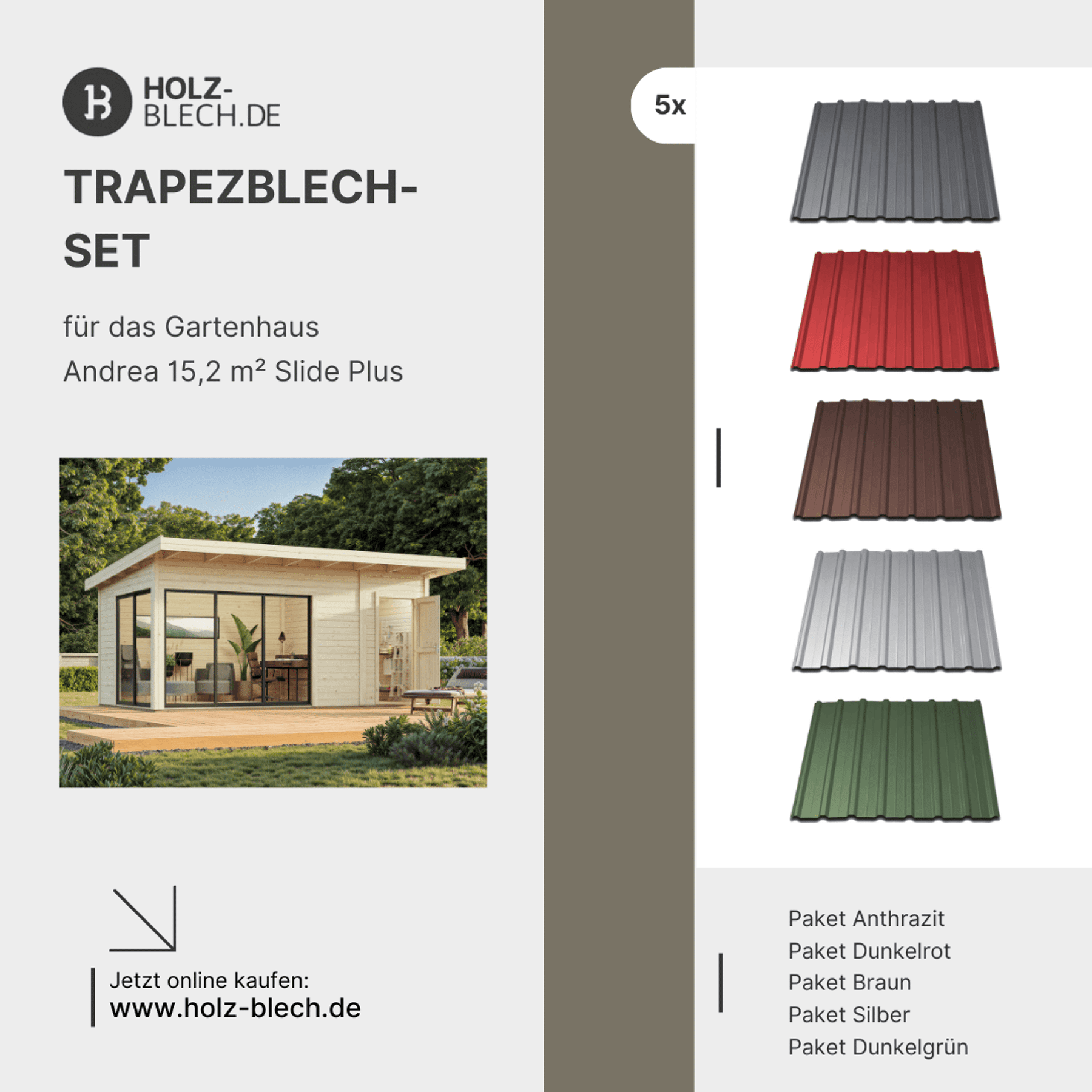 Trapezblech Set für Gartenhaus Andrea 15,2 m² Slide Plus Architektur, Gebäude, Wohnen, Haus