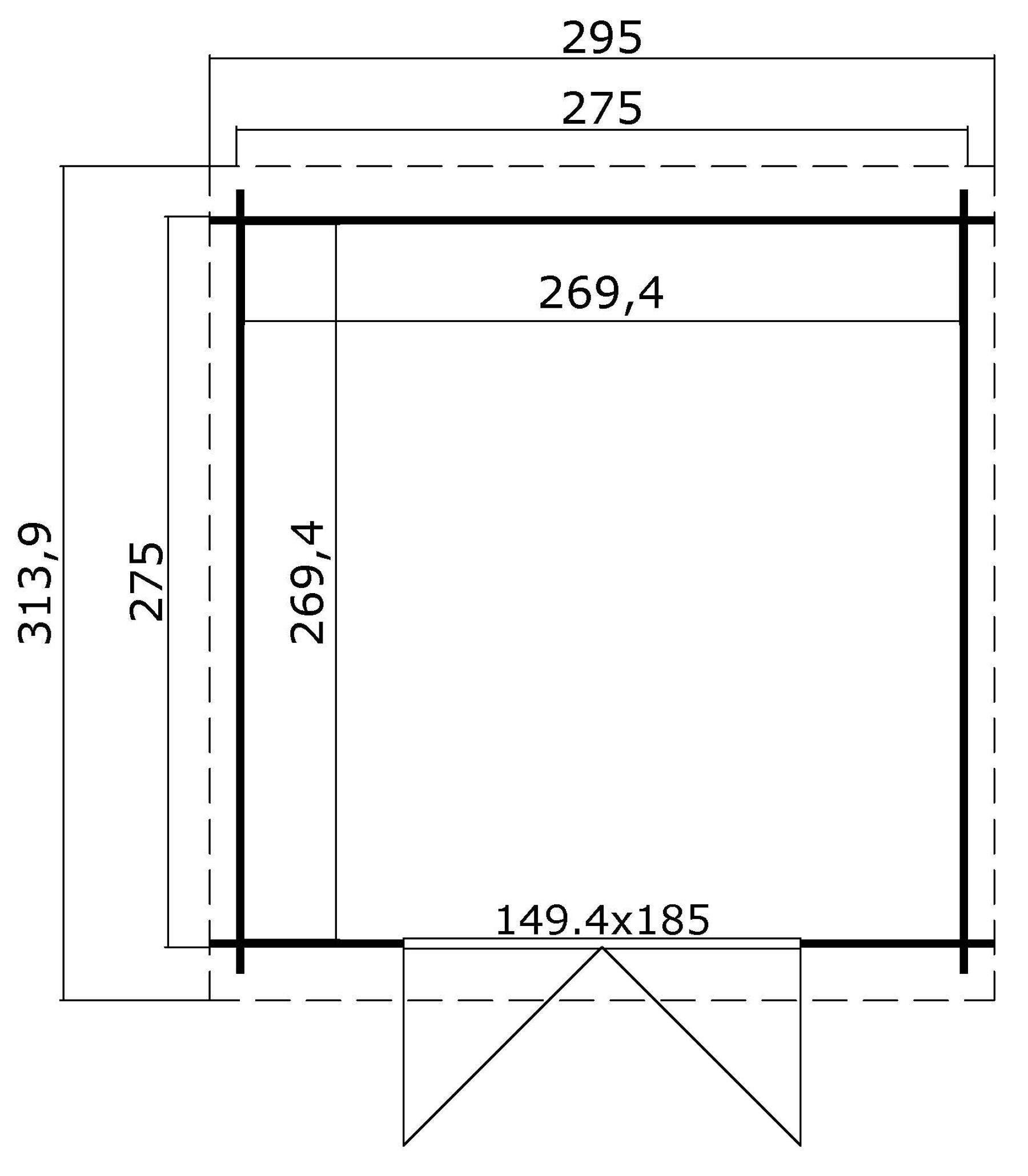 Gerätehaus San Jose 275 Schwedenrot mit Trapezblech Silber