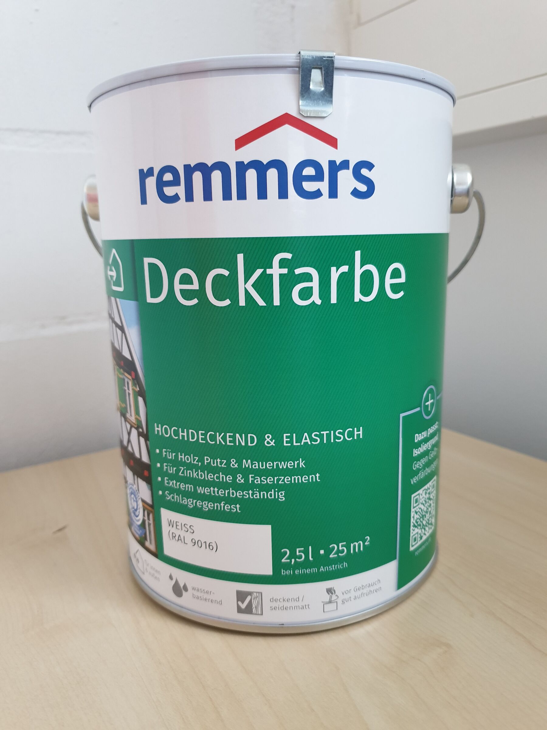 HK Deckfarbe - Premium-Holzschutz 2,5 L. Weiß