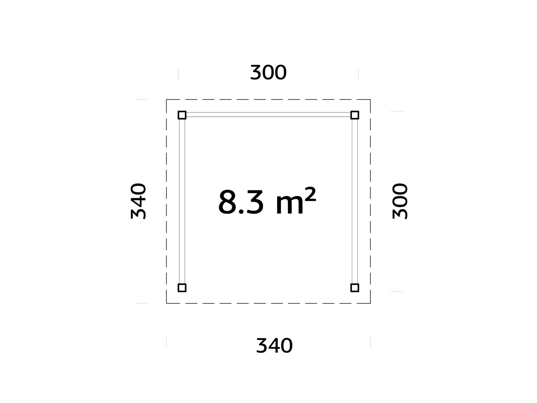 Pavillon Lenna 8,3 m²  Set 301 mit Trapezblechdach Anthrazit