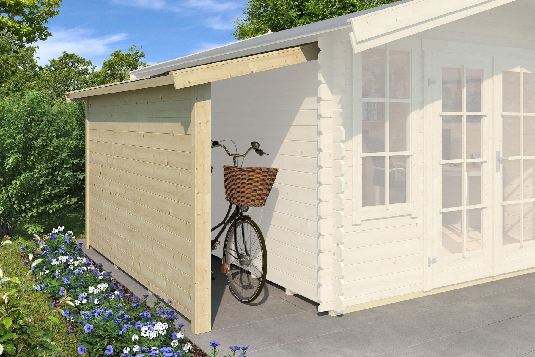 Schleppdach mit Seitenwand 90 x 300
