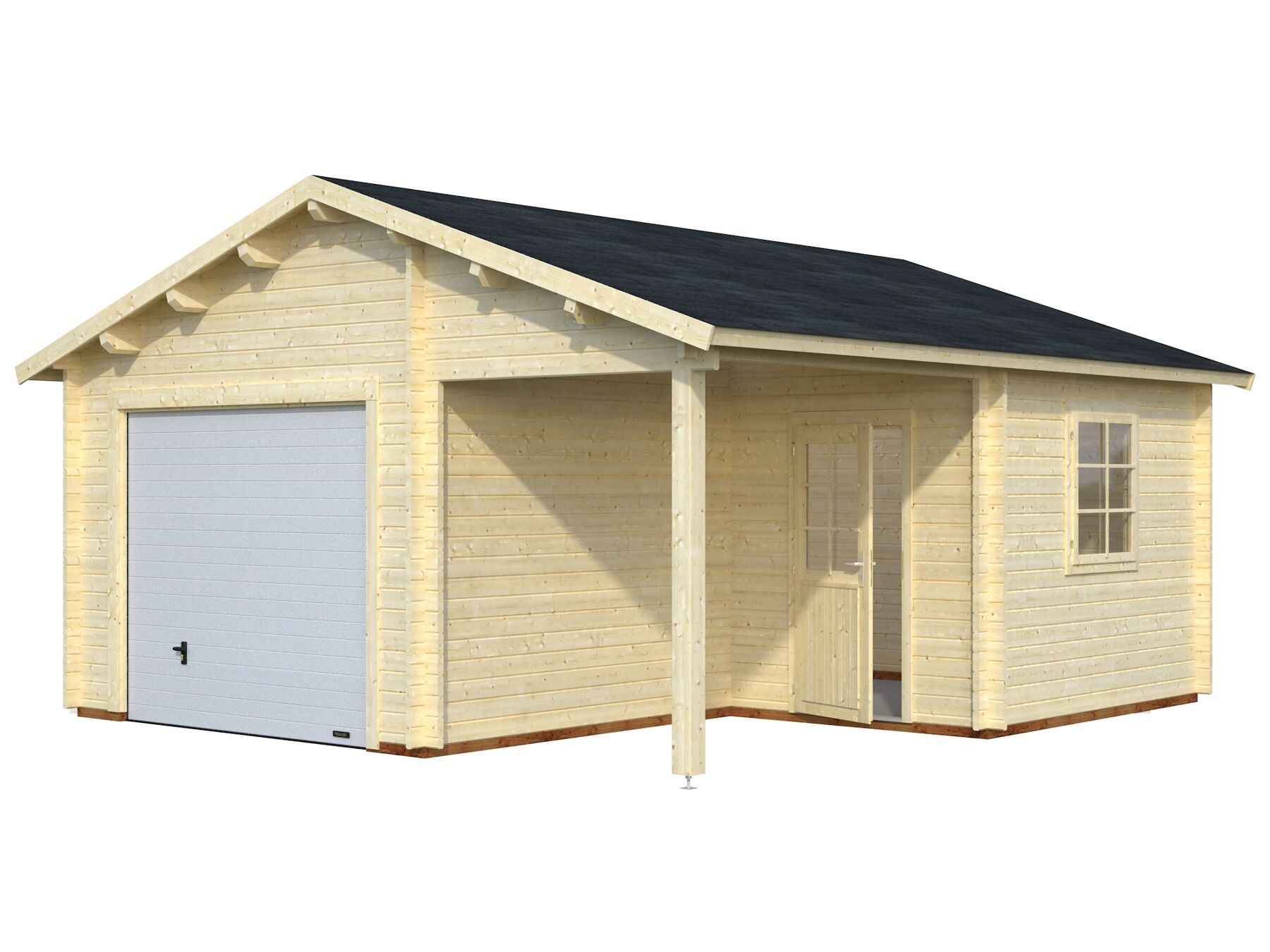 Holzgarage Roger 21,9+5,2 m² Mit Sektionaltor