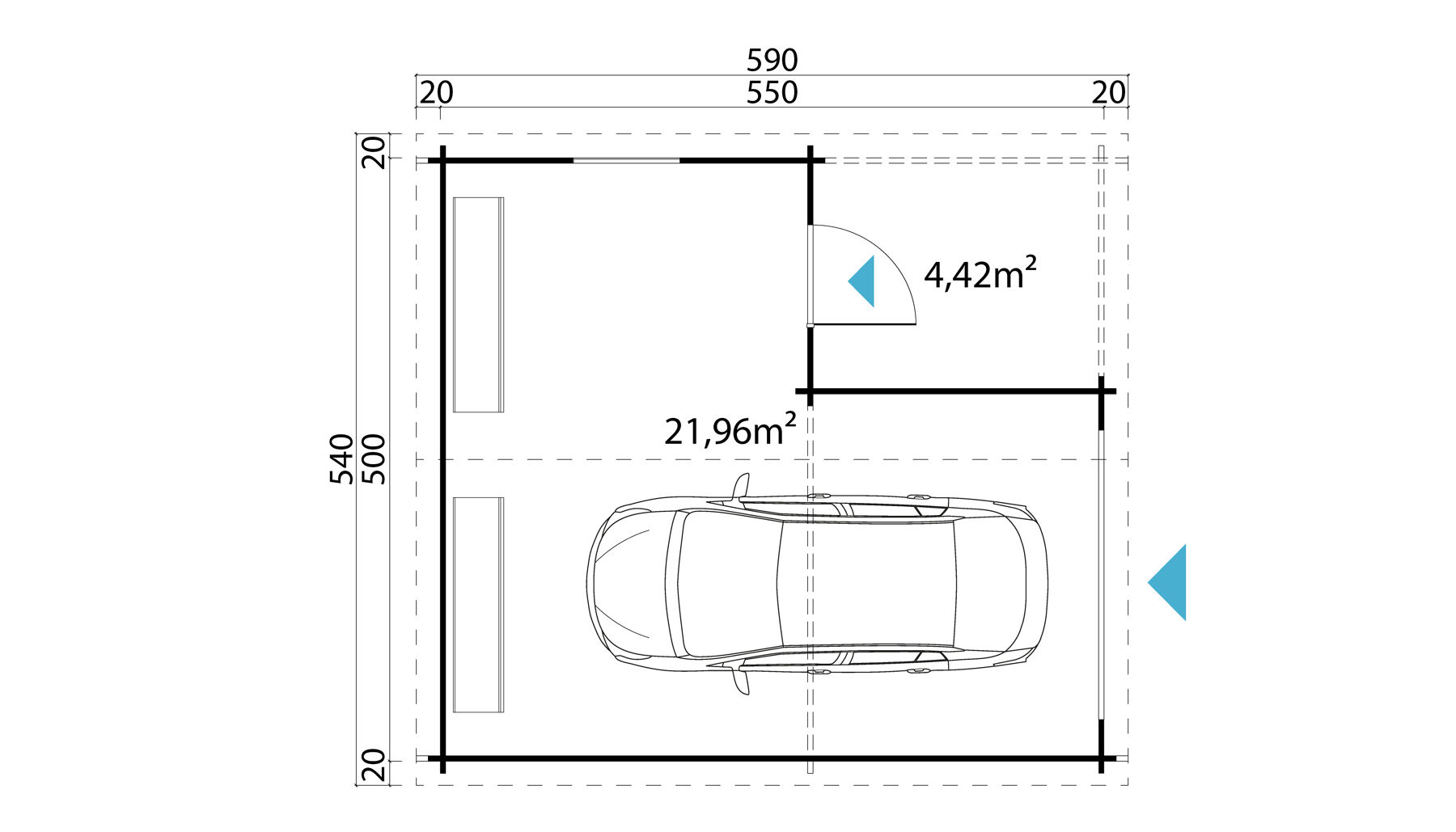 Holzgarage Nevis 44 Ohne Tor