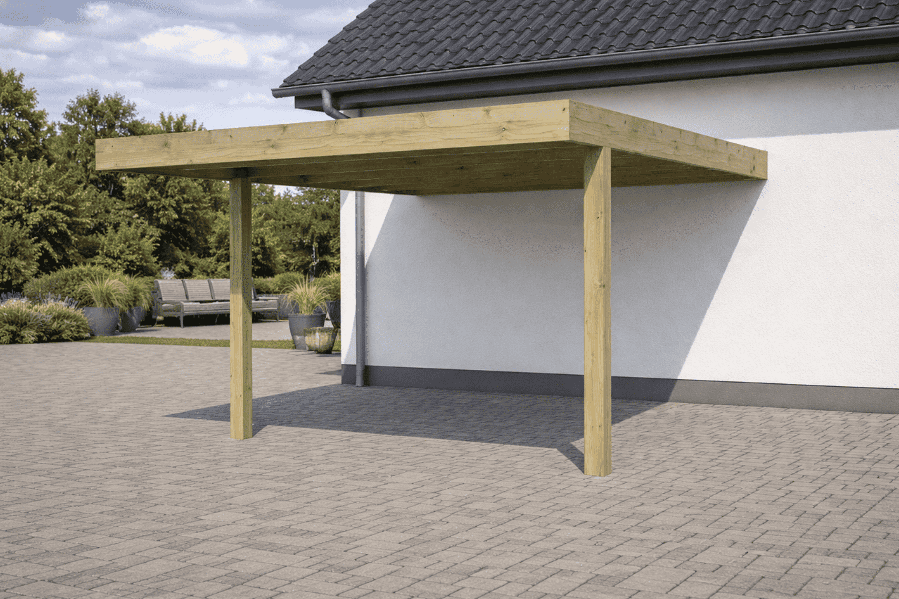 Carport Anbau QB 15,16 m² inkl. Polyester-Wellplatte