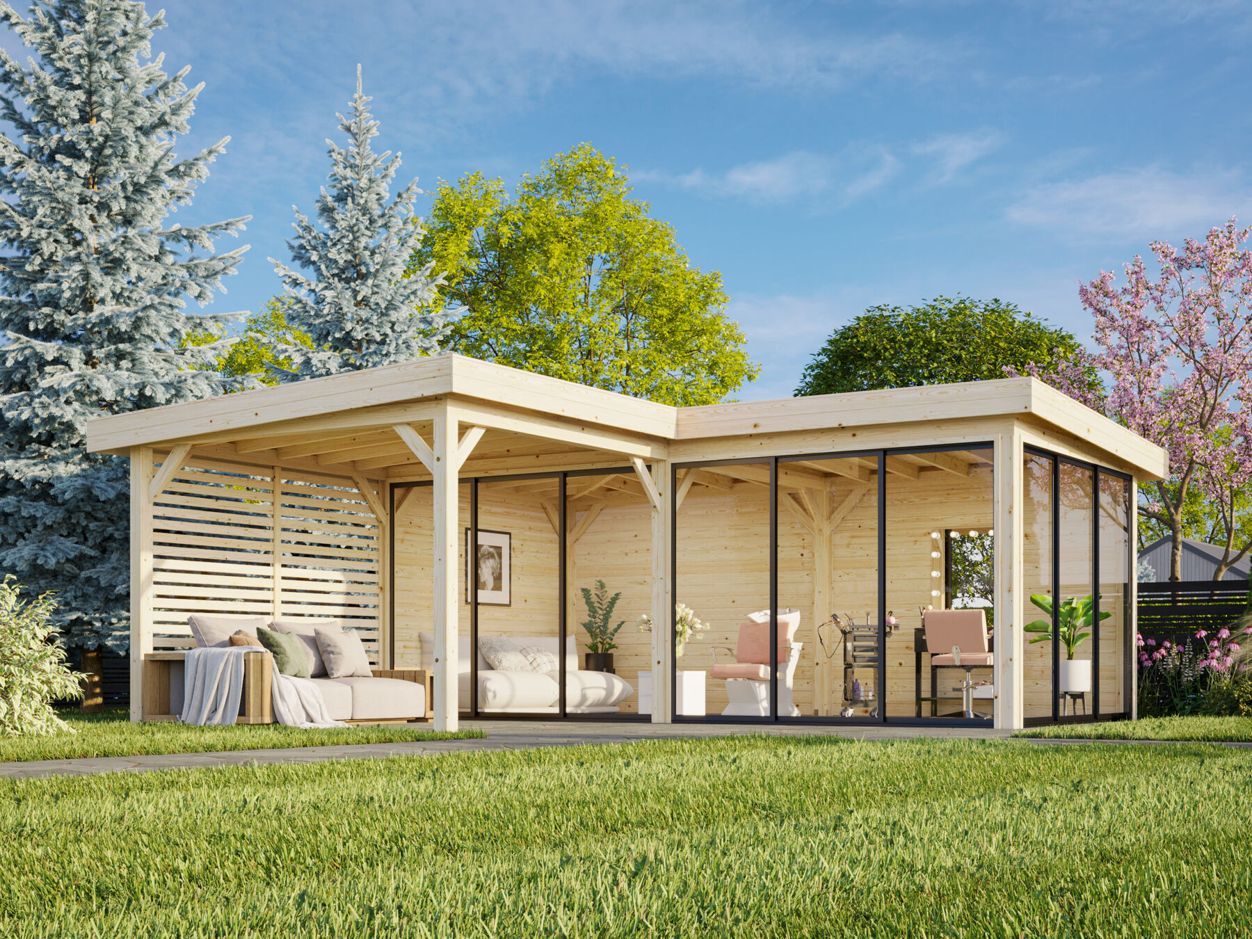 Pavillon Lenna 24,9 m² Set 414 mit Schiebetür 