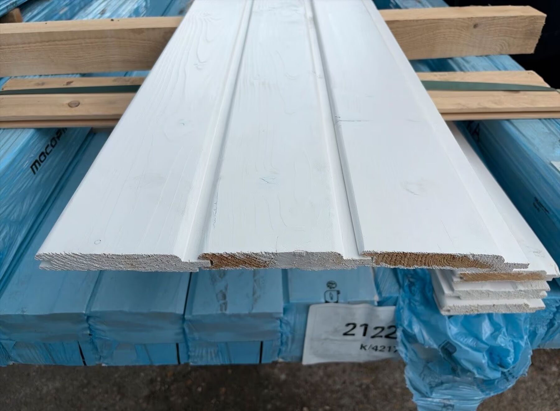 Fichte Profilholz Reinweiss, 18.5x121x3900 mm