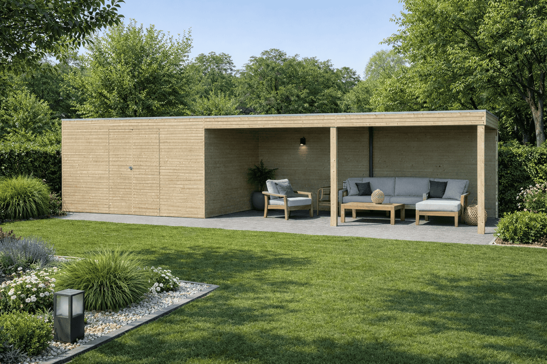 Gartenhaus Kathleen 3 - 28,0 m² mit Anbau 600