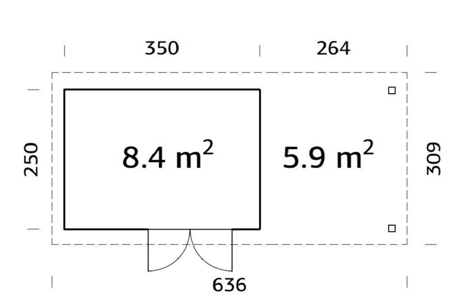 Gartenhaus Lara 8,4+5,9 m²