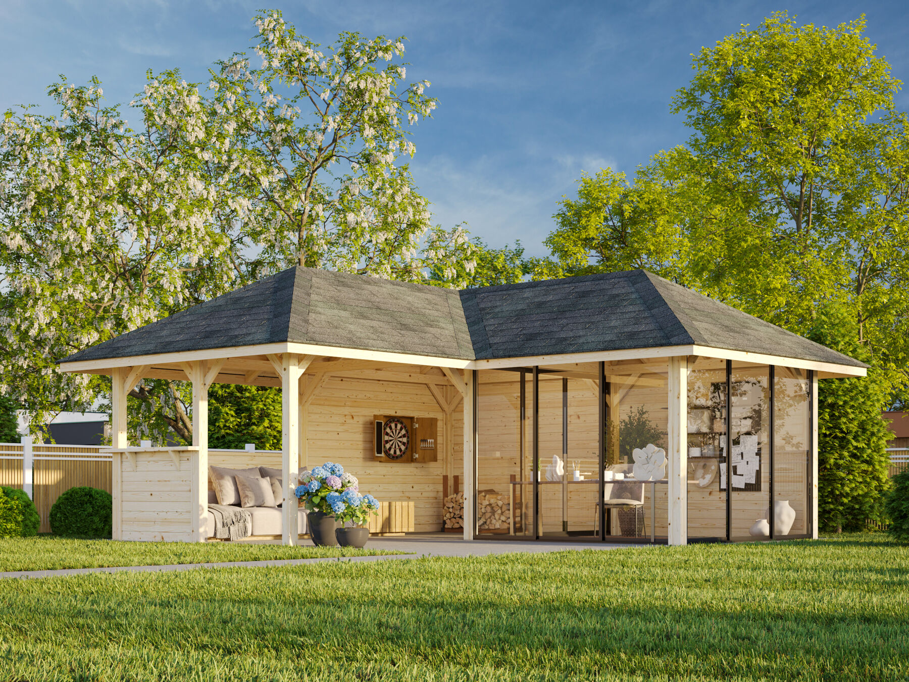 Pavillon Bianca 24,9 m² Set 210 mit Schiebetür