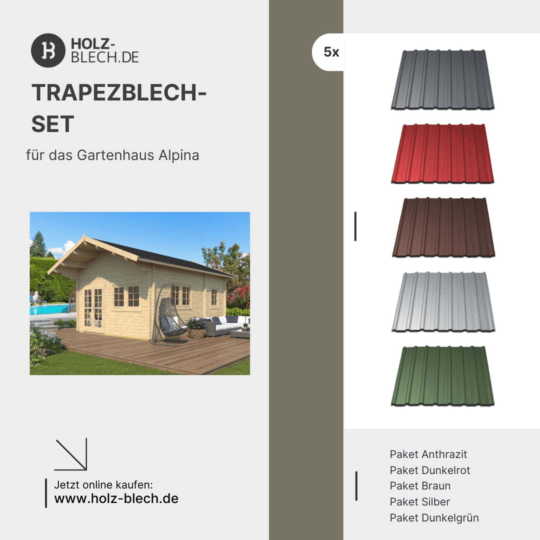 Trapezblech Set für Gartenhaus Alpina Architektur, Gebäude, Wohnen, Haus, Dach