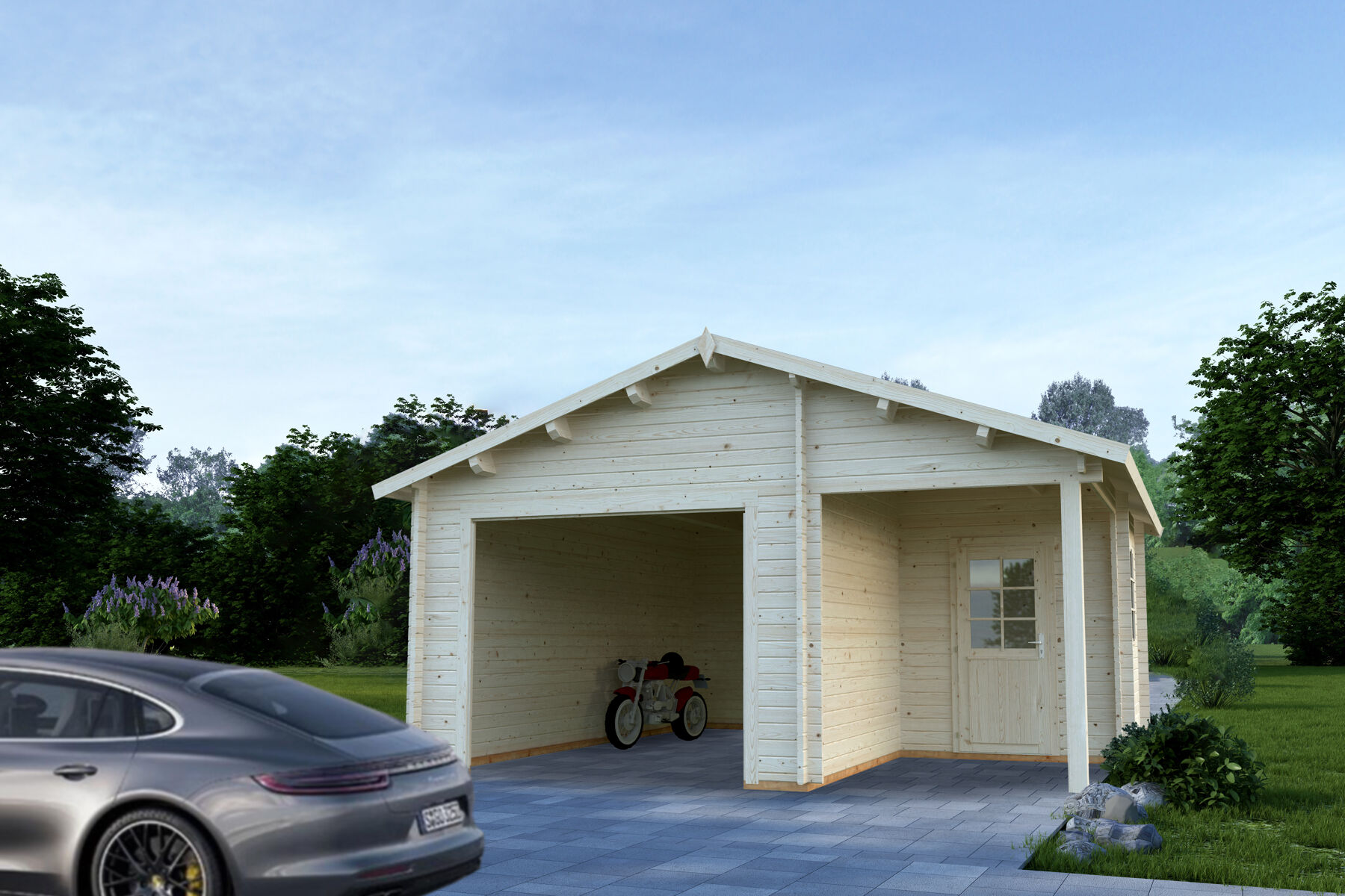 Holzgarage Roger 21,9+5,2 m² Ohne Tor