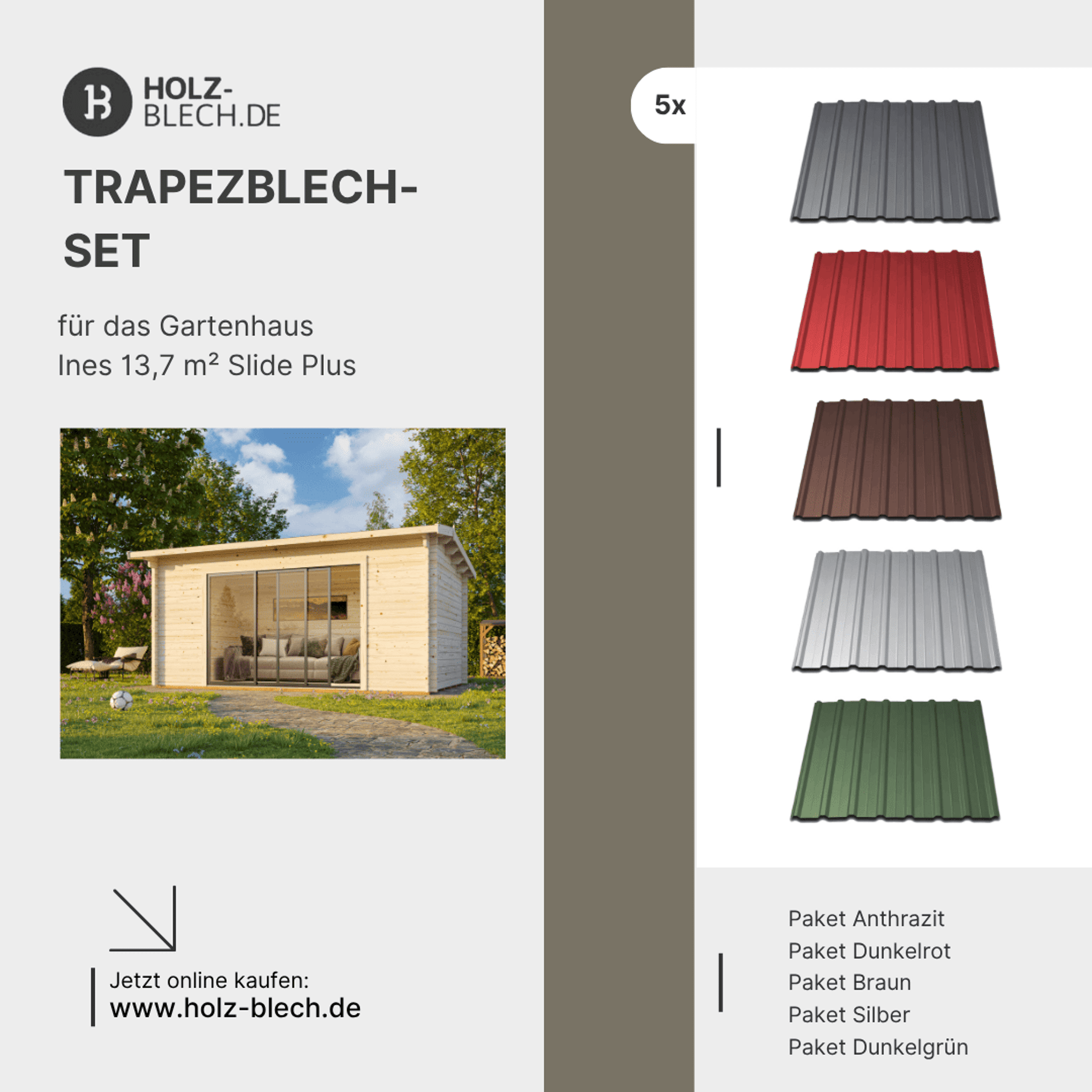 Trapezblech Set für Gartenhaus Ines 13,7 m² Slide Plus Architektur, Gebäude, Wohnen, Haus