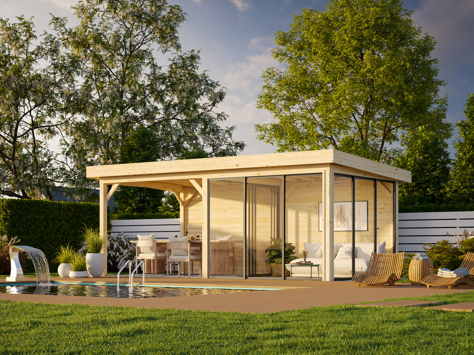 Pavillon Lenna 16,6 m² Set 406 mit Schiebetür 