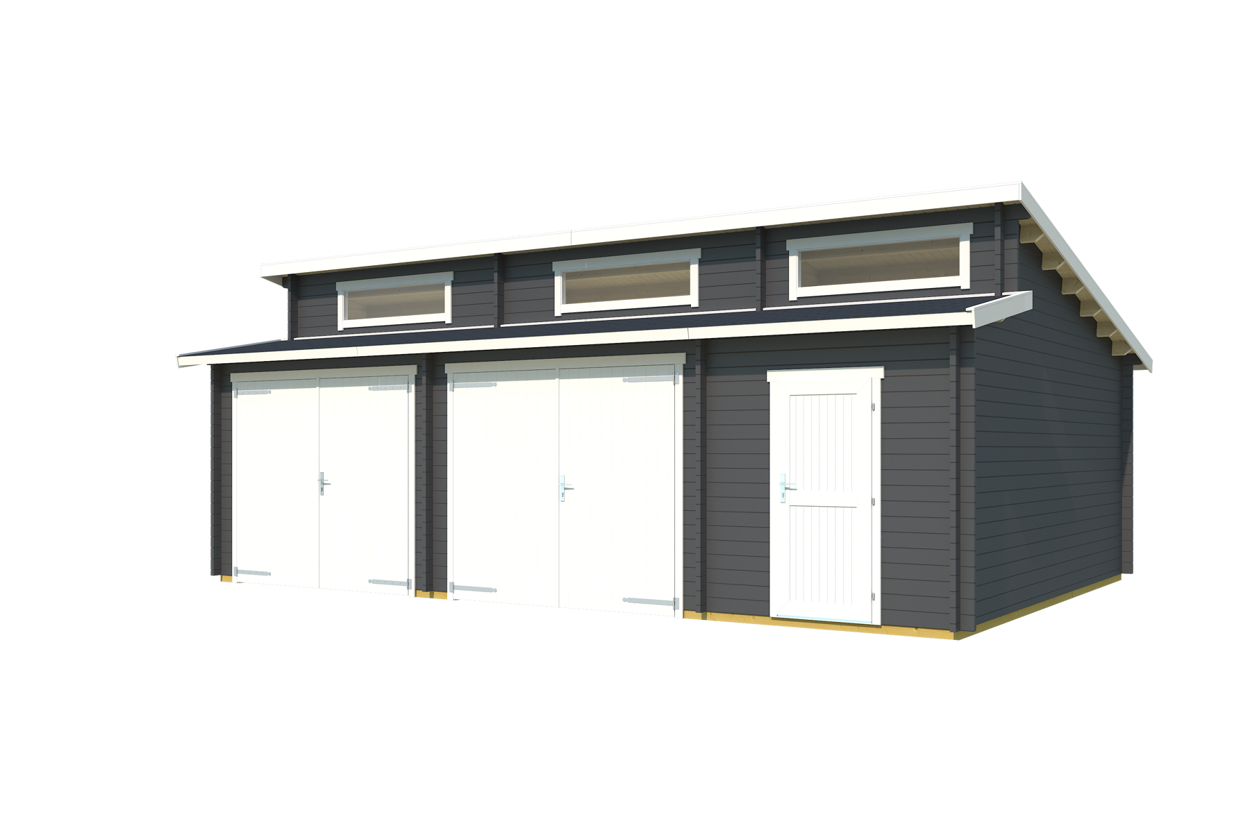 Holzgarage Hawaii Carbongrau mit Schwingtoren