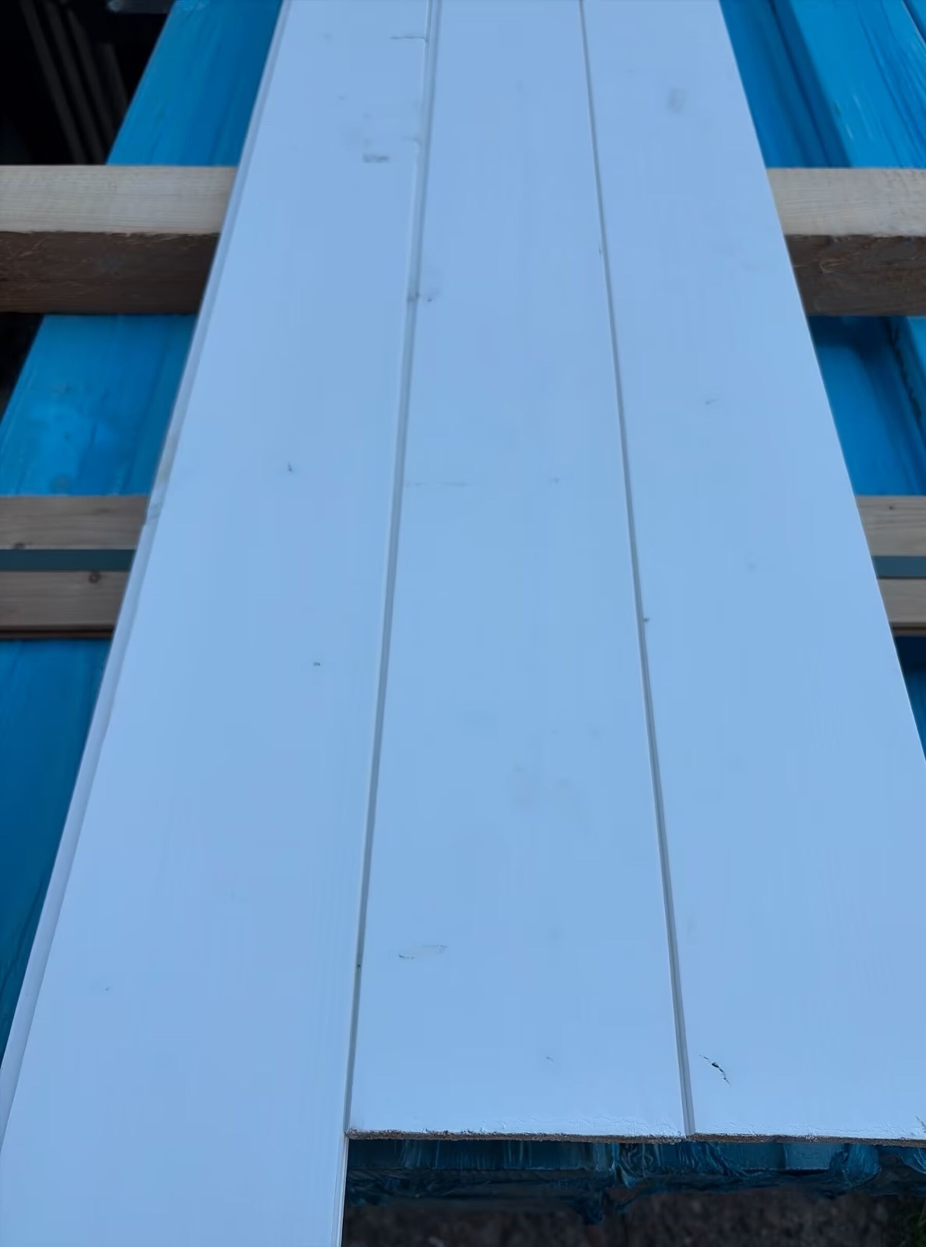 40,51 m² Fichte Profilholz Weiss, 15.5x121x3600 mm Paneel, Holzstütze, Bauholz, Verbundplatten, Planke