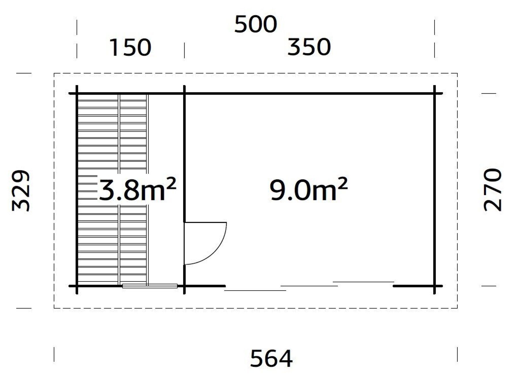 Saunahaus Sanna 12,8 m² mit Schiebetür